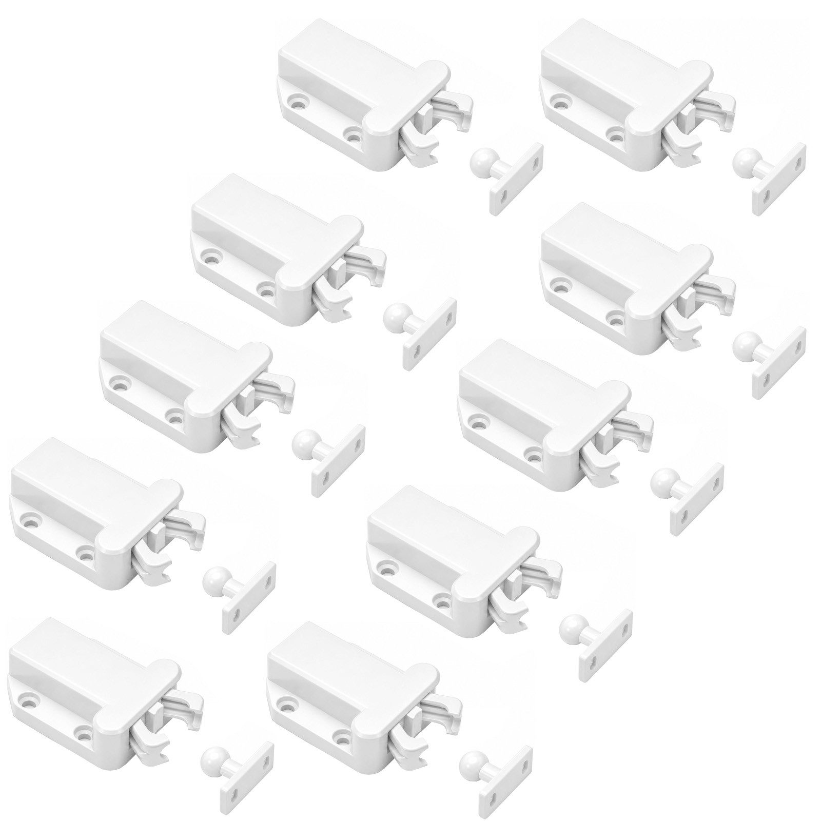 SO-TECH® Möbelbeschlag Druckschnäpper Push To Open Federschnäpper (10 St), Türschnäpper, Push-Latch für Schranktüren weiß