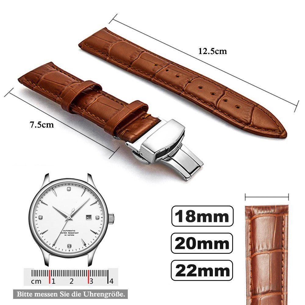 BTTO Uhrenarmband Leder Uhrenarmband Erhältlich, 18mm/20 mm/22 mm Breiten, günstig online kaufen