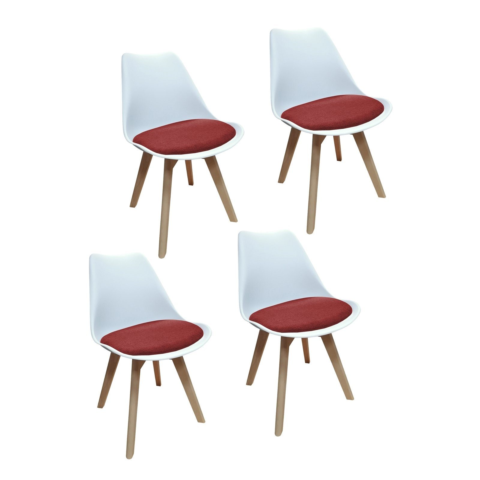 4 Esszimmerstuhl St), 4er-Set Esszimmerstuhl Weiß, Atlanta Webstoff (Set, Rot HTI-Living Stuhl