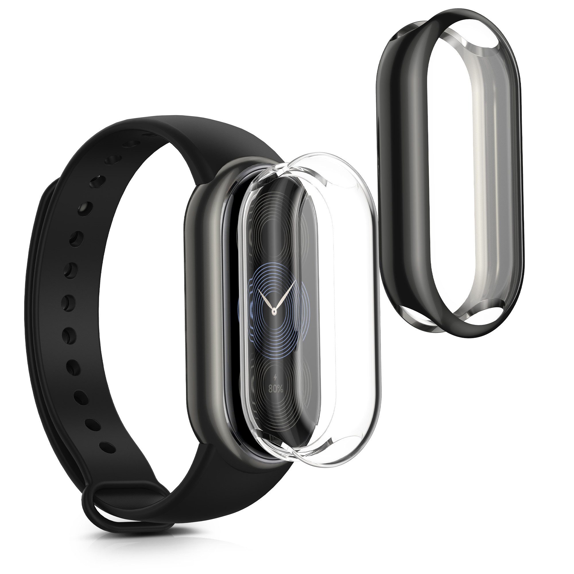 kwmobile 2x Silikon Hülle für Xiaomi Mi Band 9 / Smart Band 9 Fitnessband, 2-tlg., Schutzhülle Fullbody Display Cover Set aus Silikon