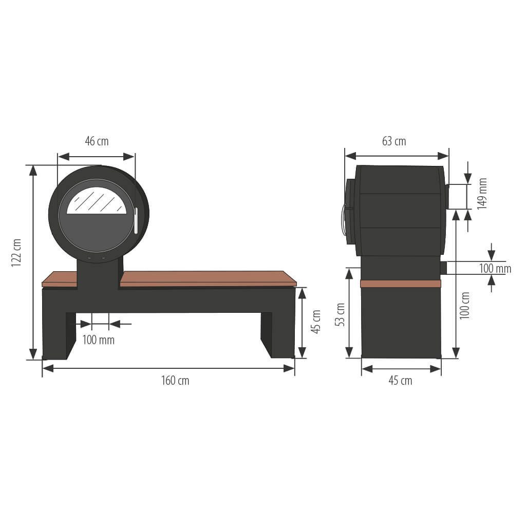 Kanuk Kaminofen Kaminofen Kanuk® BANK Goldenteak gestrahlt, 8 kW
