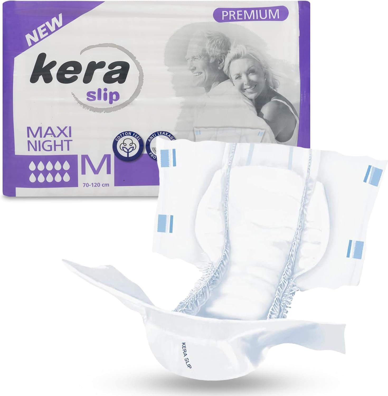 Kera Windeln Inkontinenz Slip MAXI NIGHT PREMIUM saugstarke Windeln für Erwachsene (mit doppeltem AUSLAUFSCHUTZ, 20-St., Atmungsaktive Erwachsenen Windel Cotton Feel), für den nächtlichen Gebrauch