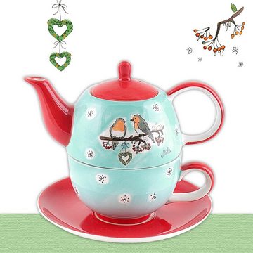 Mila Teekanne Mila Keramik Tee-Set: Tea for One, Wintervögel, 0,4 l, (Set)