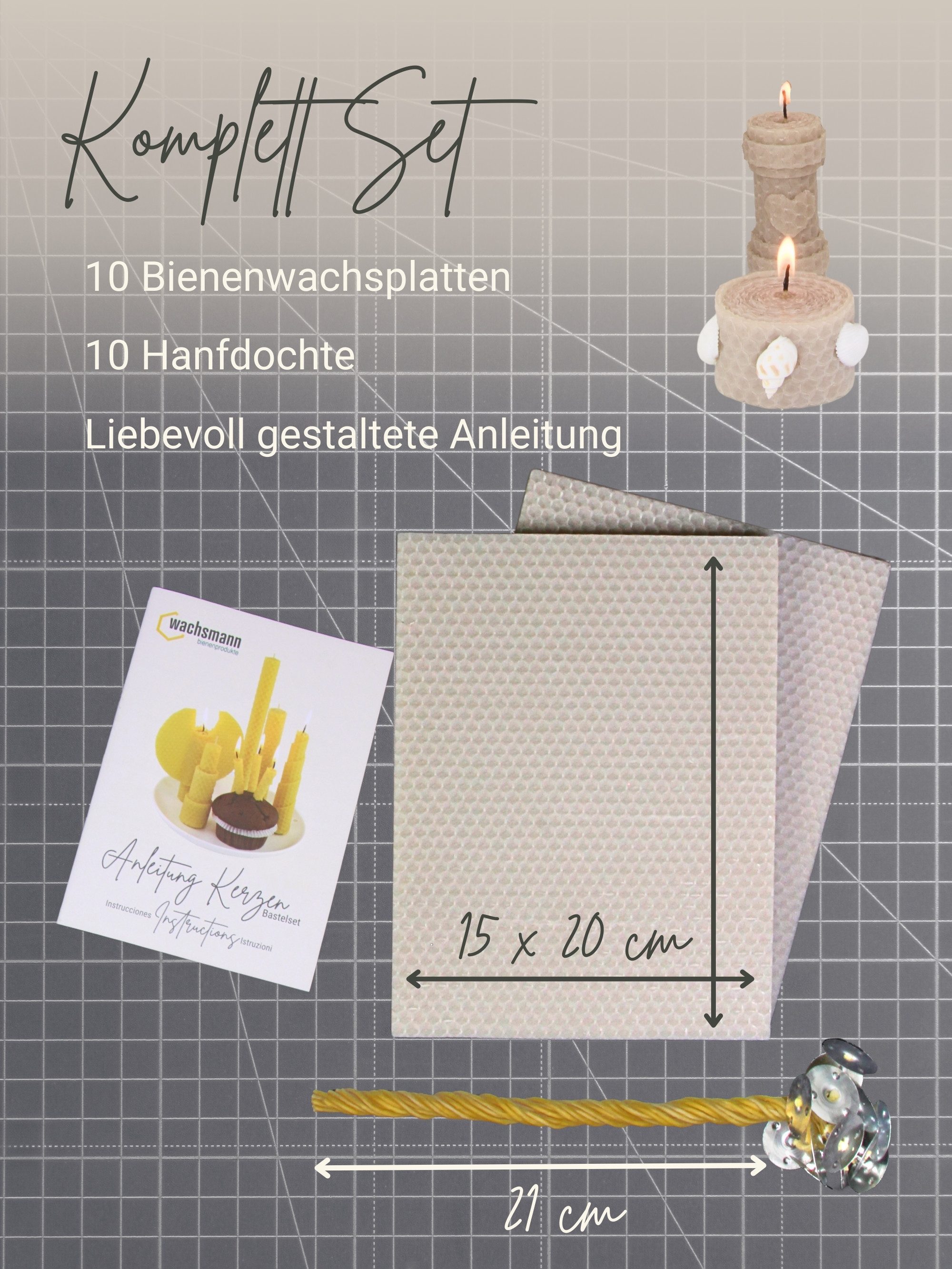 Wachsmann Bienenprodukte Bienenwachskerze Bastelset für Erwachsene, 10 Bien günstig online kaufen