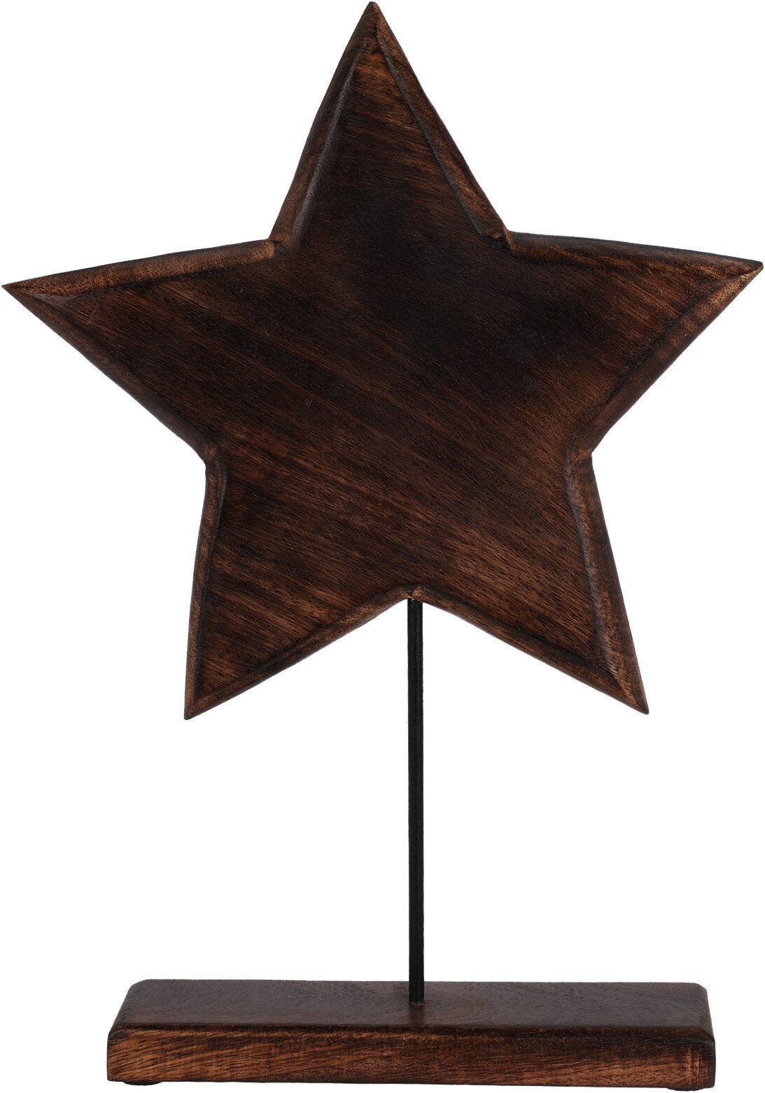 Koopman Dekostern Holzstern 35cm Dunkelbraun auf Ständer, 1 St., Dunkelbraun, Vollholz, auf Stativ, Natur, Weihnachten