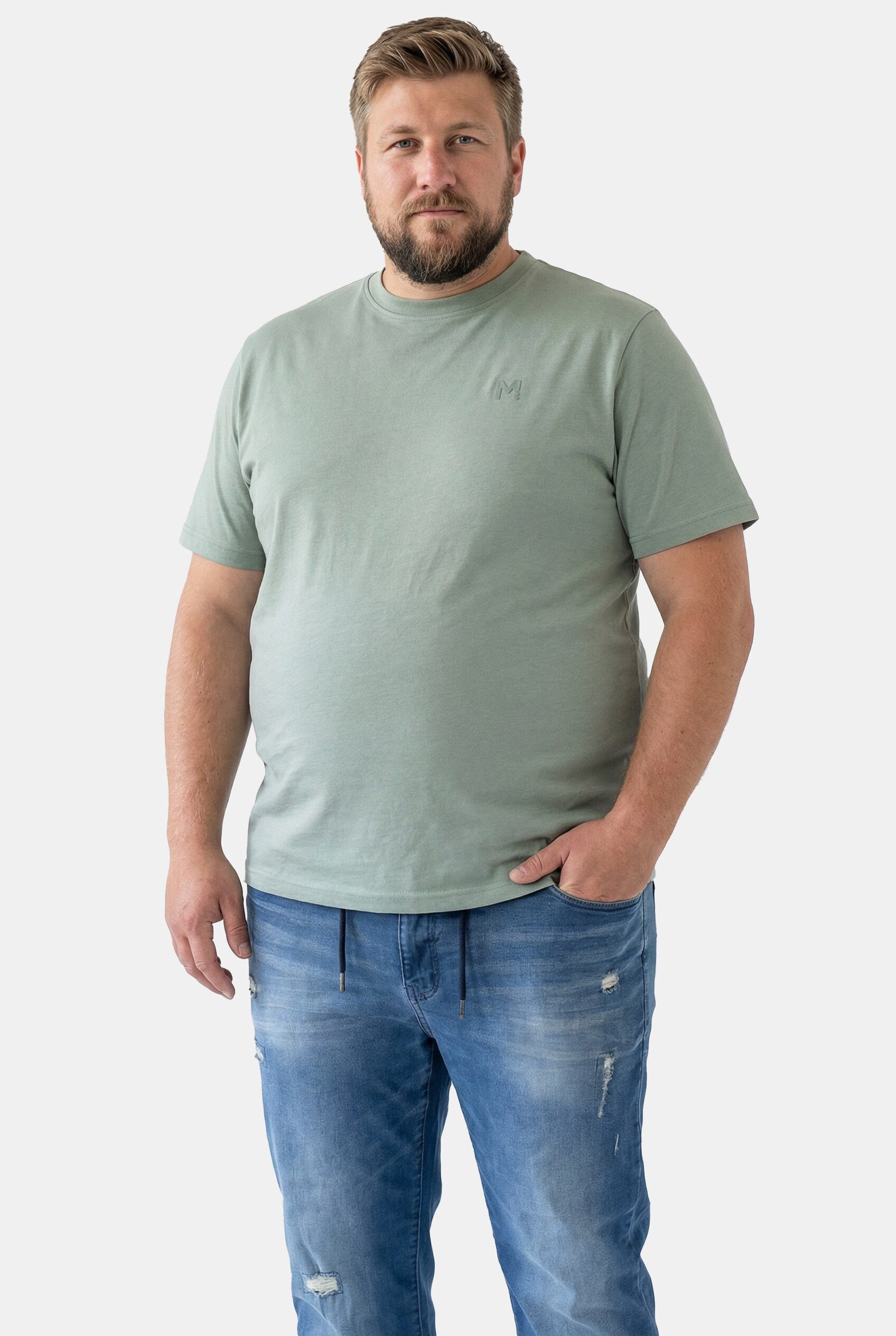 Men Plus T-Shirt T-Shirt Basic Halbarm Rundhals günstig online kaufen