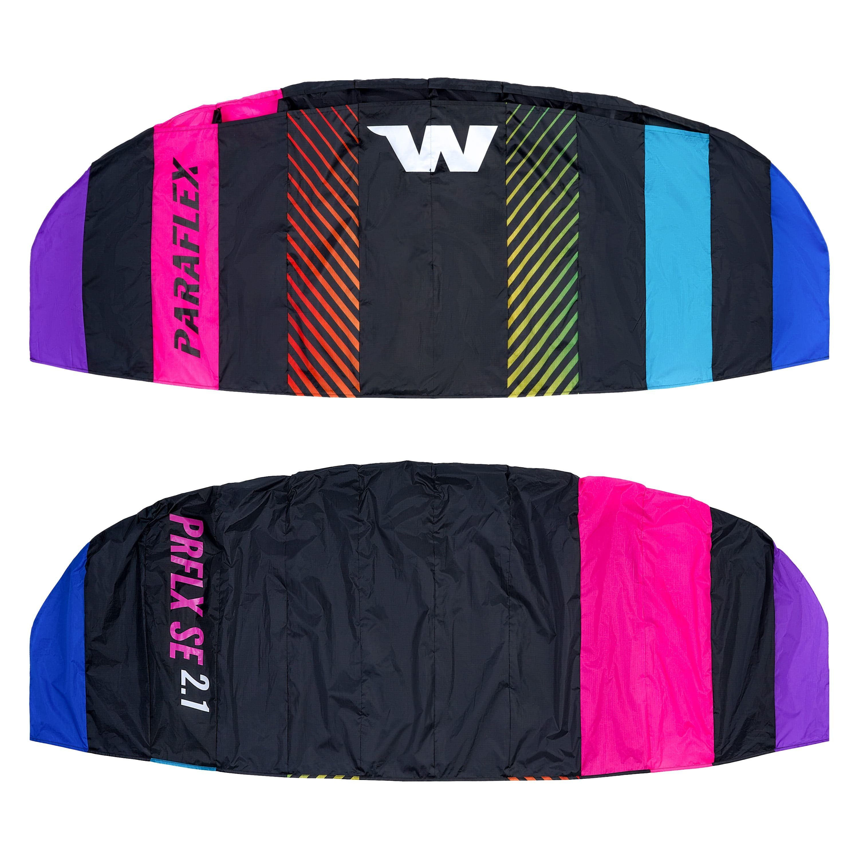 Wolkenstürmer Kite Paraflex SE 1.5 Lenkmatte Ready to Fly für Einsteiger & Erwachsene, (Stunt Kite for Adults 1,4 m² Zweileiner mit Kite Killer, 1-tlg), Lenkmatte 210 cm Ready to Fly, schwarz-regenbogen, Sonderedition