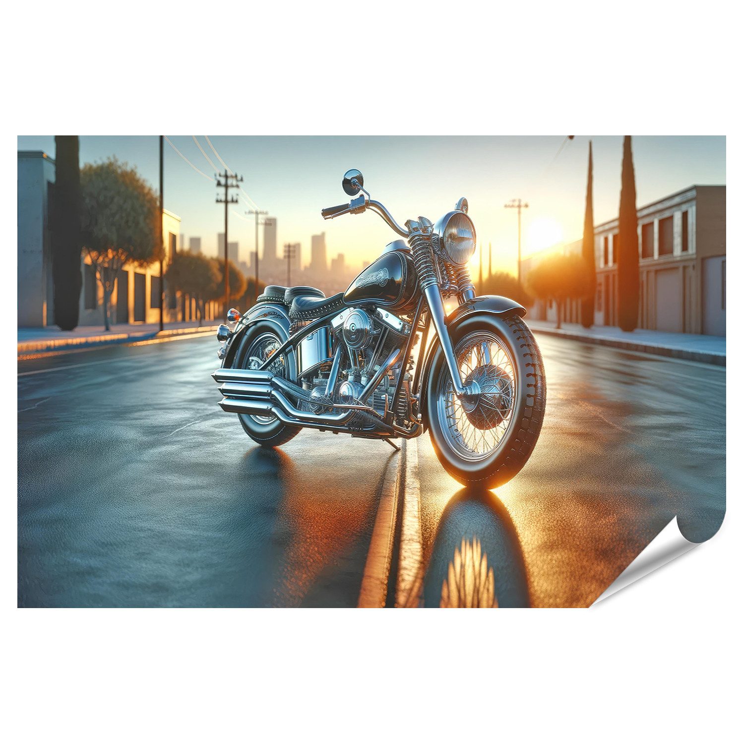 Poster Klassisches Motorrad Chromdetails