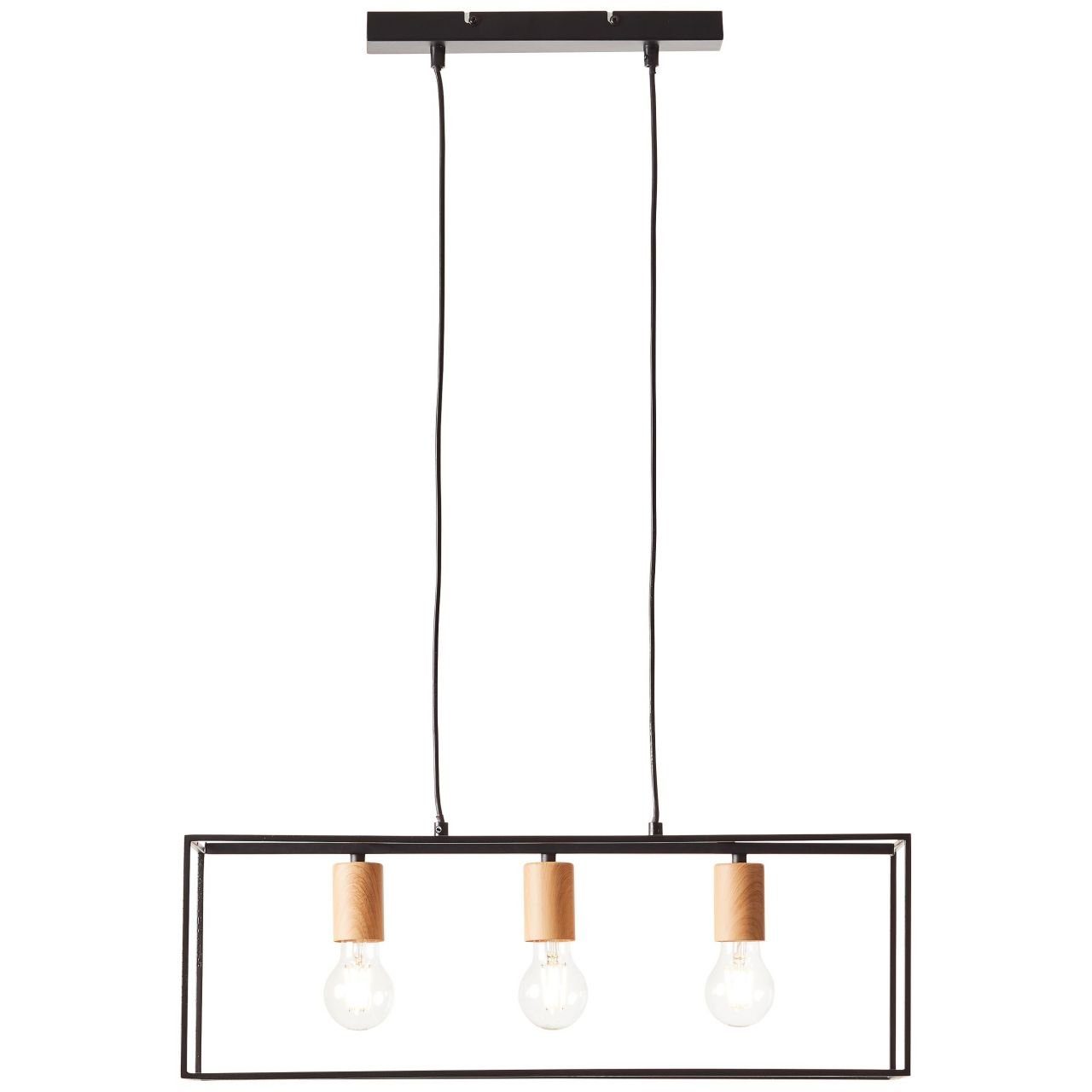 Brilliant Pendelleuchte Arica, Lampe, Arica Pendelleuchte 3flg schwarz/holzfarbend, 3x A60, E27, 60W | Pendelleuchten