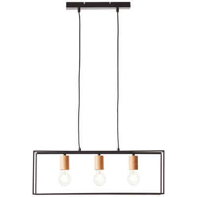 Brilliant Pendelleuchte Arica, Lampe, Arica Pendelleuchte 3flg schwarz/holzfarbend, 3x A60, E27, 60W