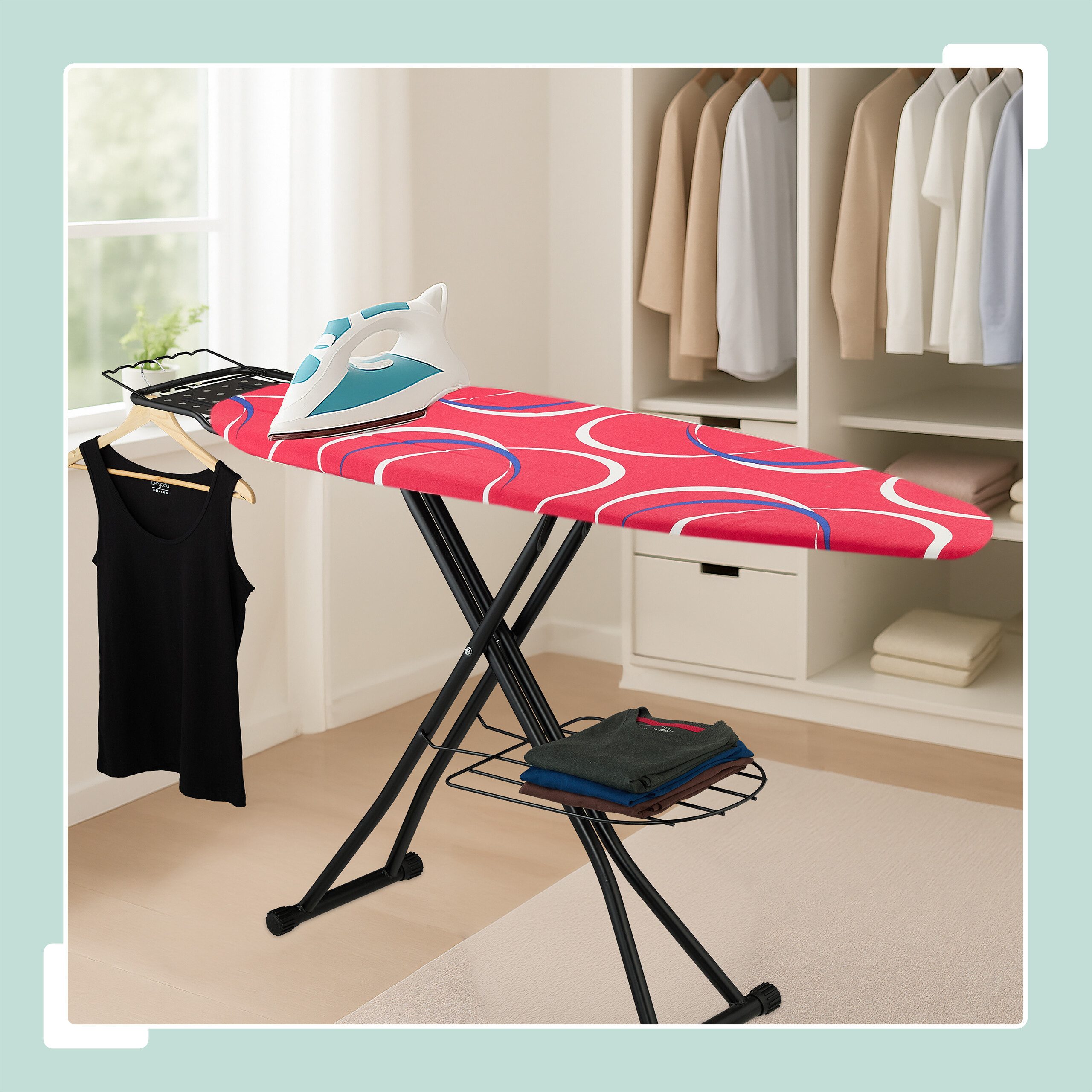 relaxdays Bügelbrett Bügelbrett 110 x 33 cm, Bügelfläche 110x33 cm