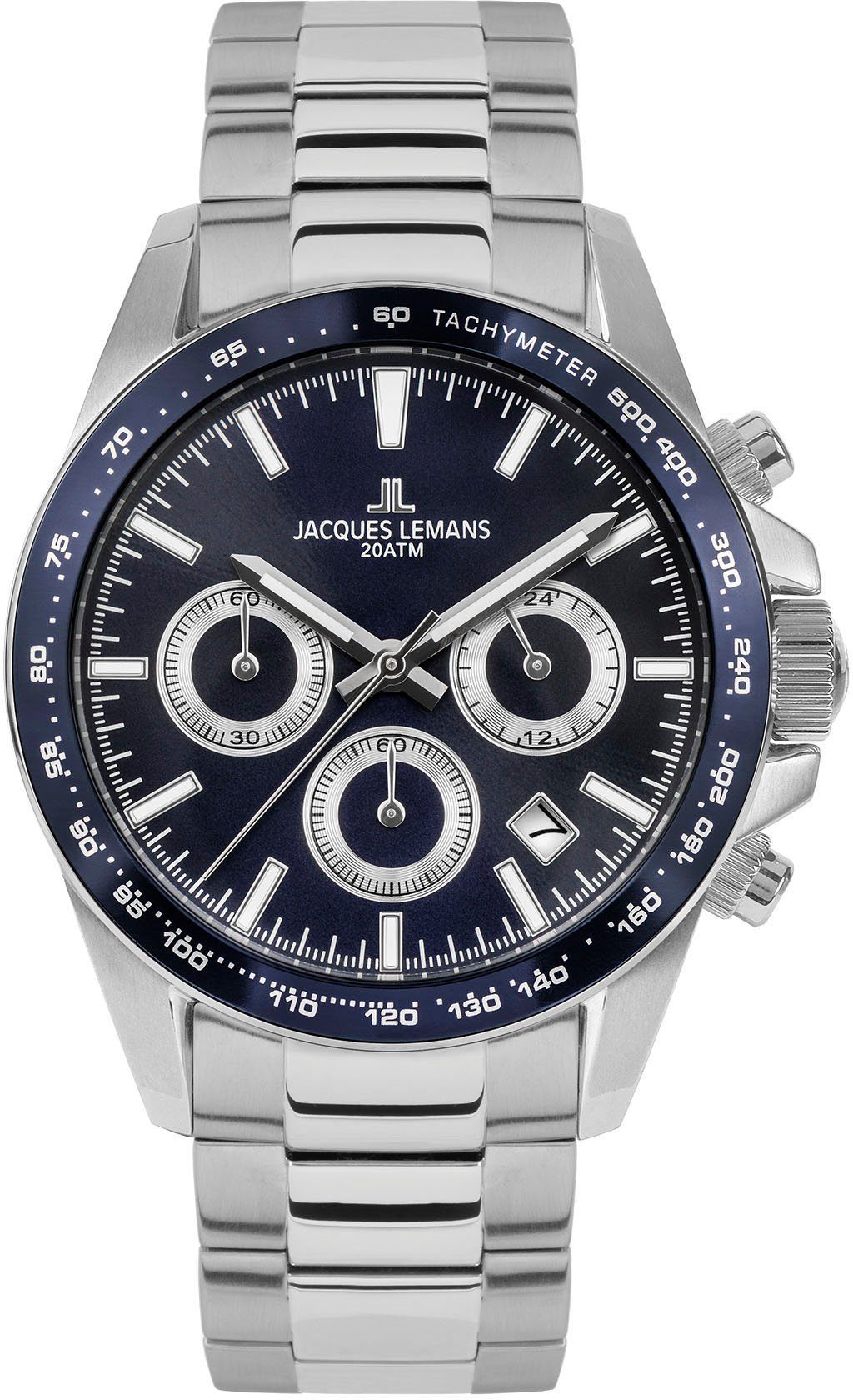 Jacques Lemans Chronograph Liverpool, 1-1877G, Quarzuhr, Armbanduhr, Herrenuhr, Datum, Stoppfunktion