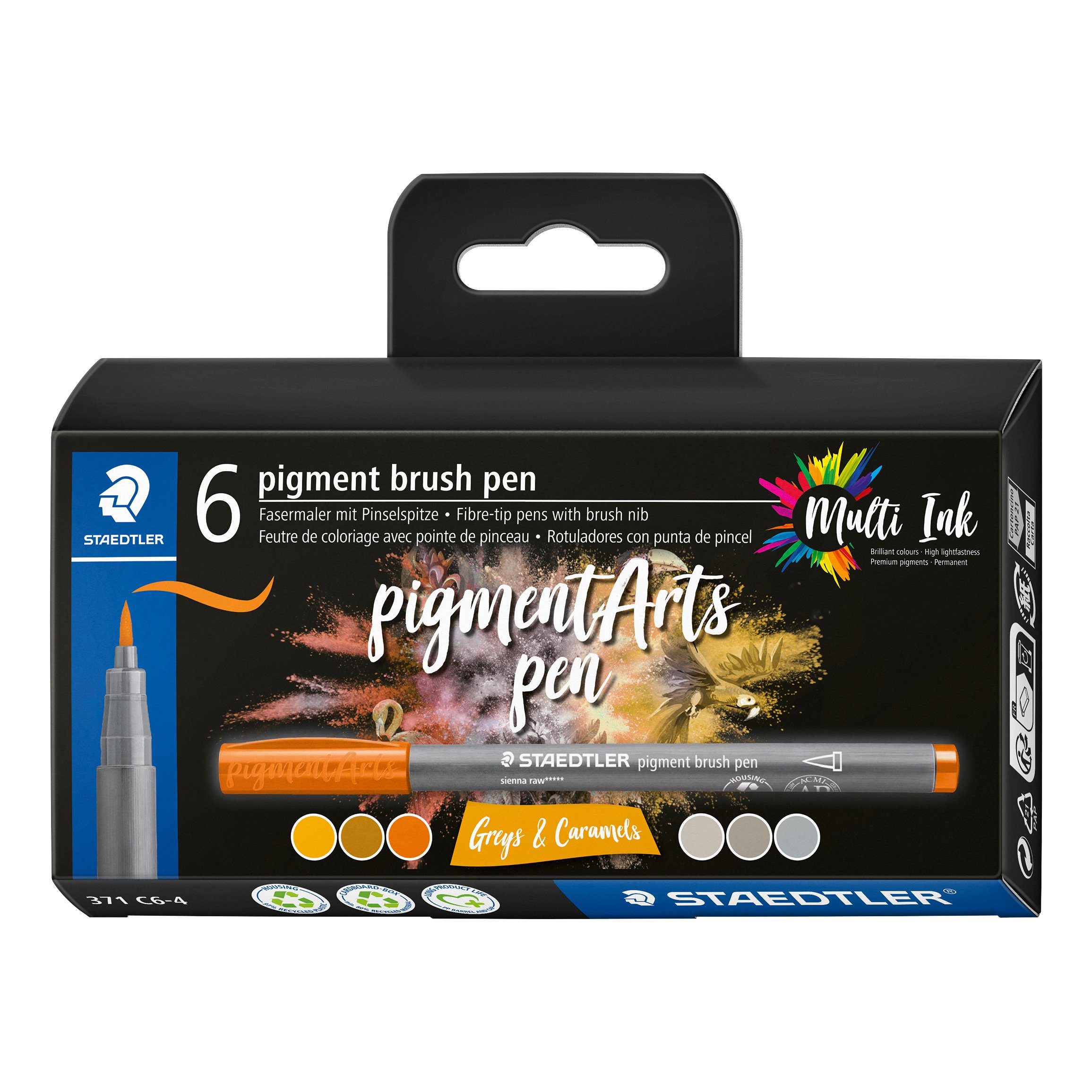 STAEDTLER Faserstift Pigment brush pen, 6er-Set