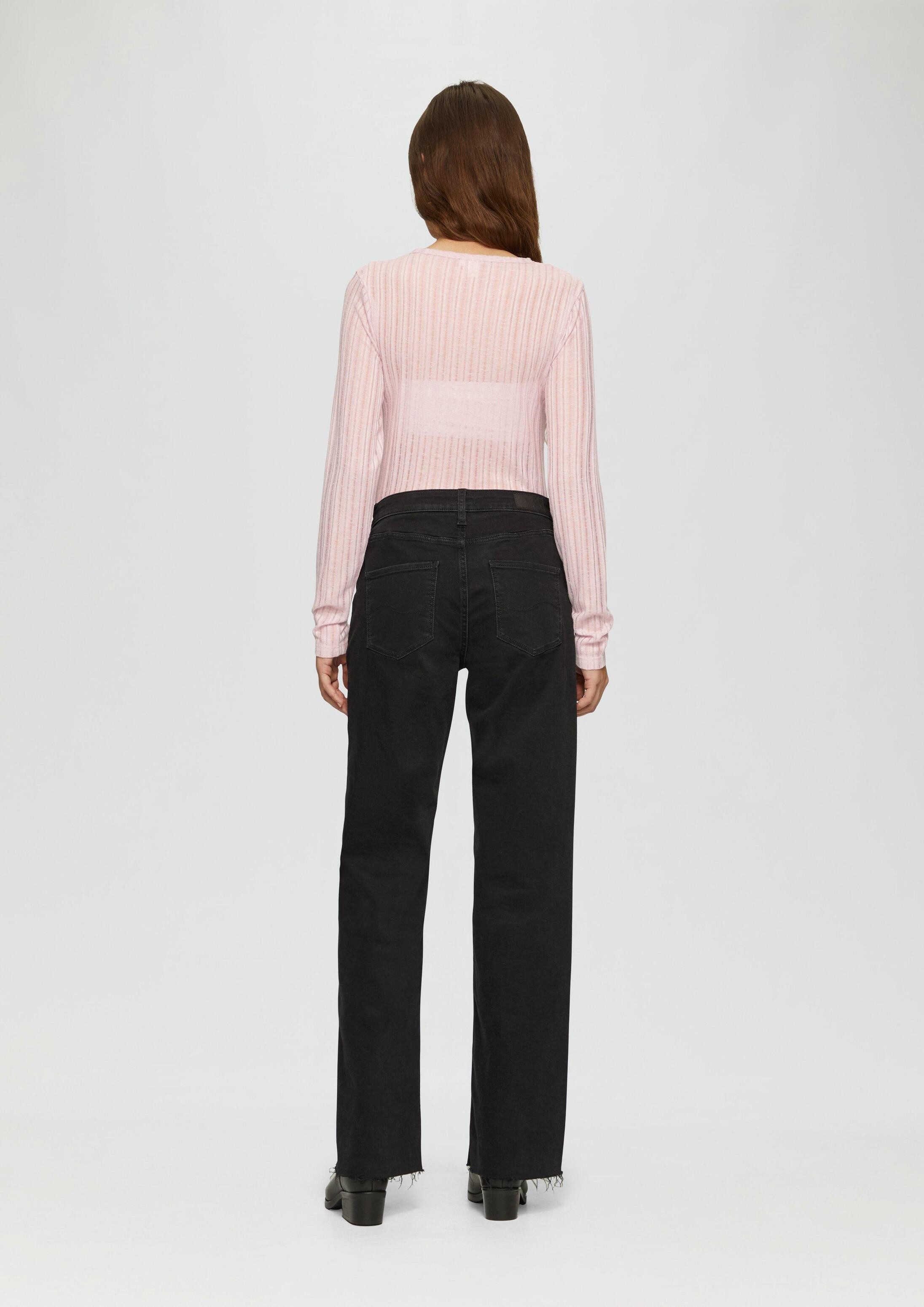 QS Langarmshirt T-Shirt Leicht transparentes Longsleeve mit Strukturmuster