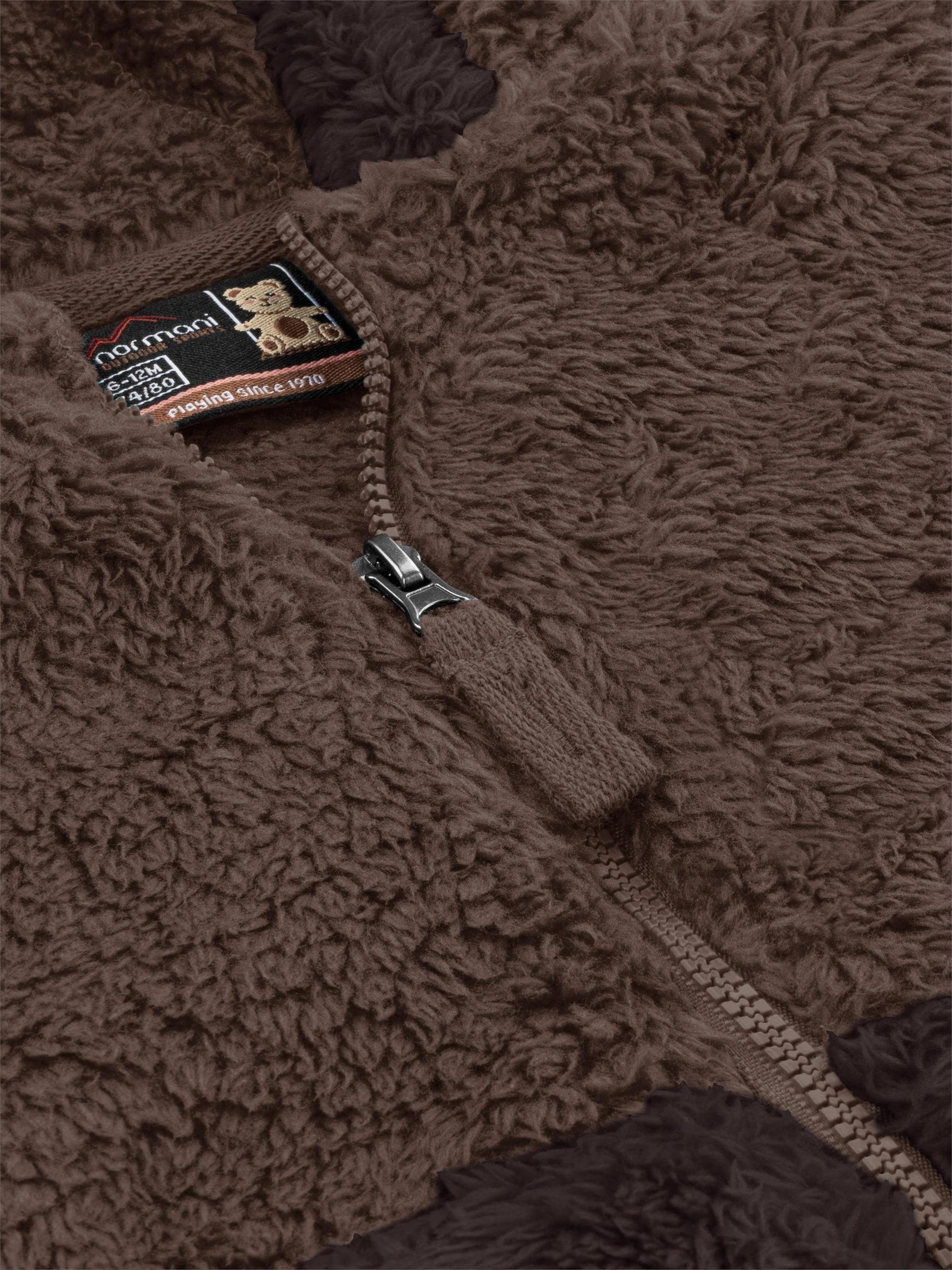 normani Fleecejacke Kinder Teddy Jacke Barvas Winterjacke Übergangsjacke Sherpajacke mit Kapuze und Ohrem