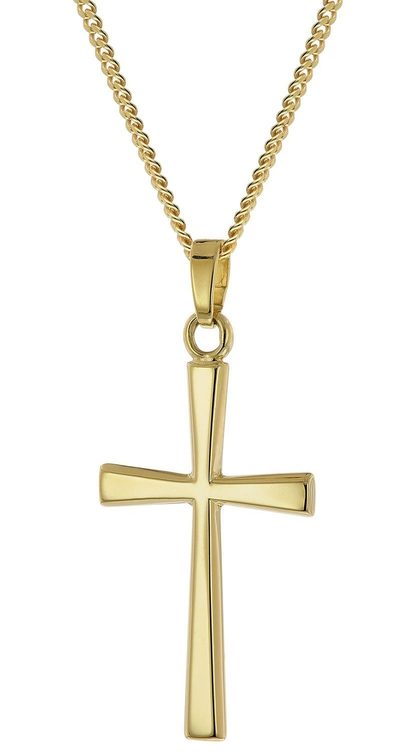 trendor Panzerkette Kreuz-Anhänger 585 Gold an vergoldeter Silberkette günstig online kaufen
