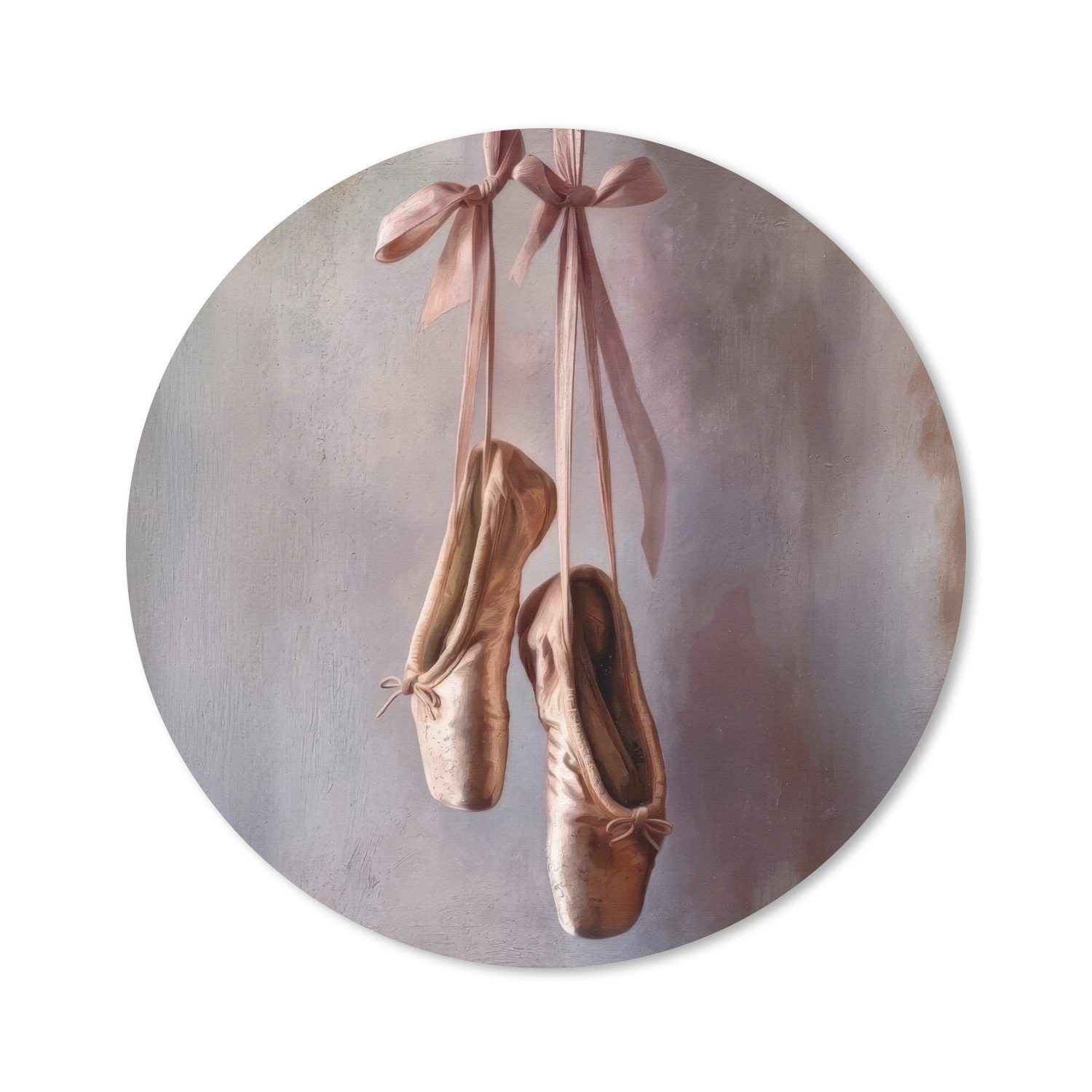 MuchoWow Mauspad Ballettschuhe - Satin - Erdtöne (1-St), Büro für Tastatur und Maus, Mousepad Gaming, Rund 20x20 cm