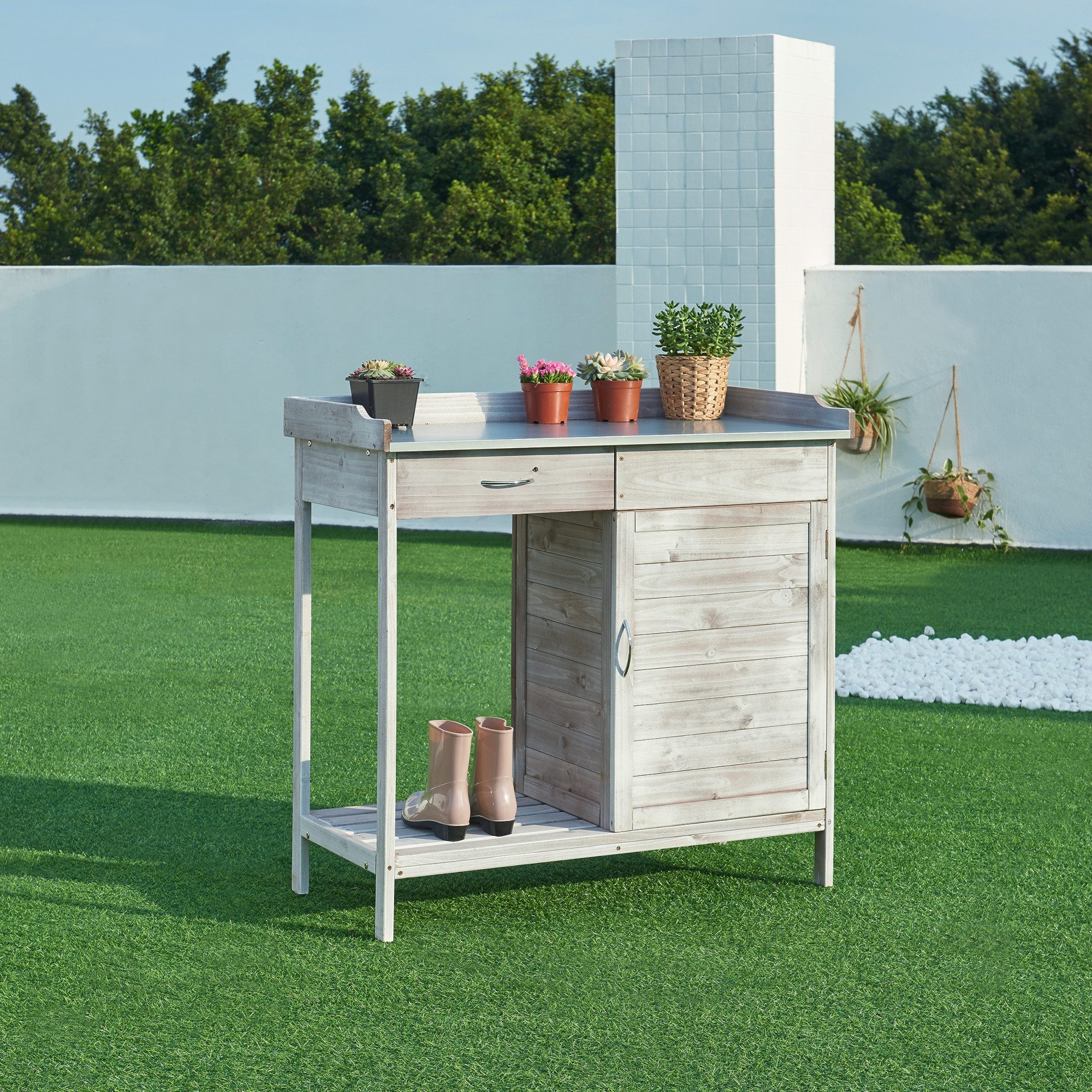 casa.pro Pflanztisch, »Aliano« verzinkte Arbeitsplatte 98x48x94 günstig online kaufen