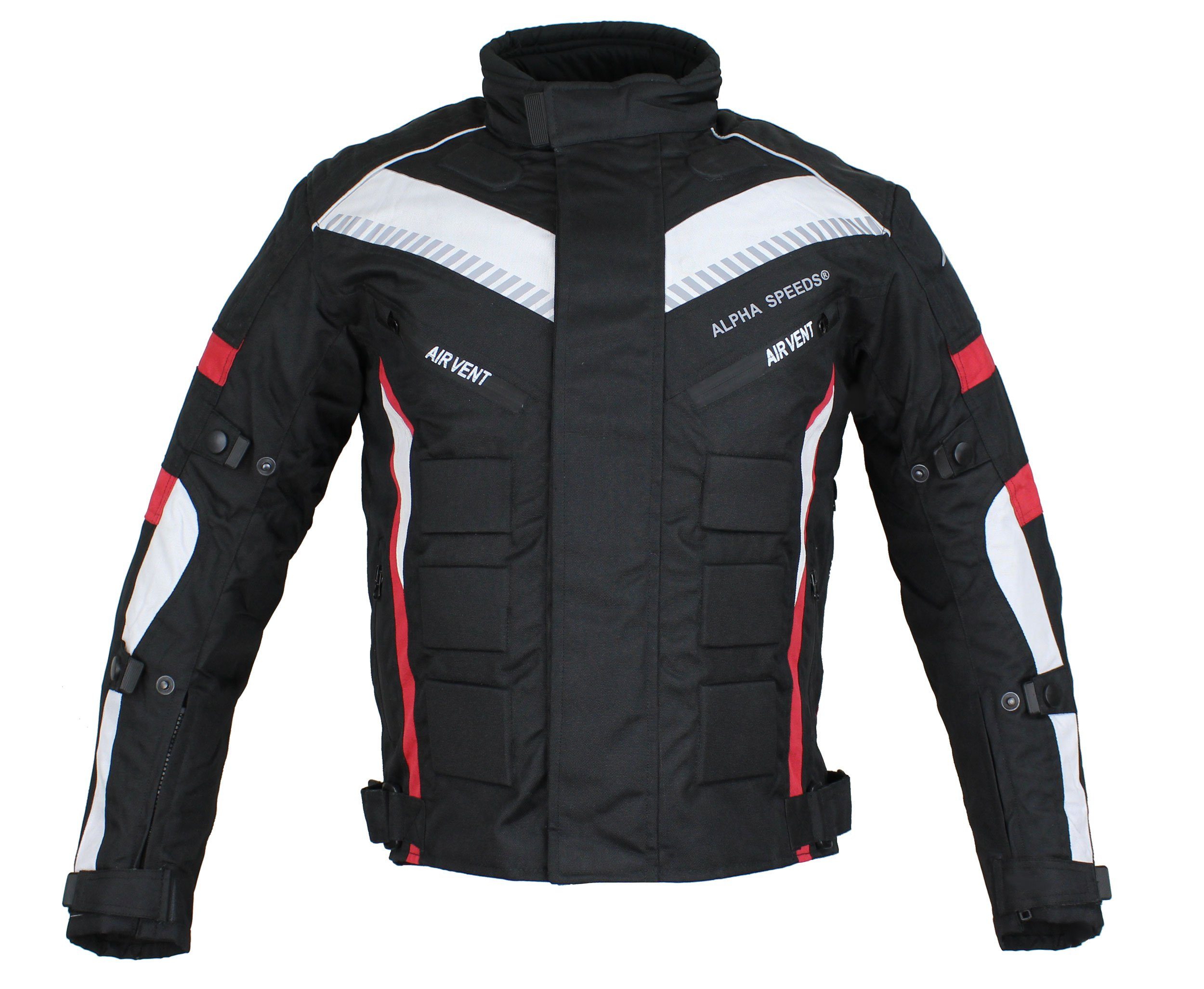 Alpha Speeds Motorradjacke Herren Motorrad Biker Textil Jacke Wasserdicht Jacke mit Protektoren Belüftungssysteme, Innenjacke ist trennbar: All Season, SLIM Rot