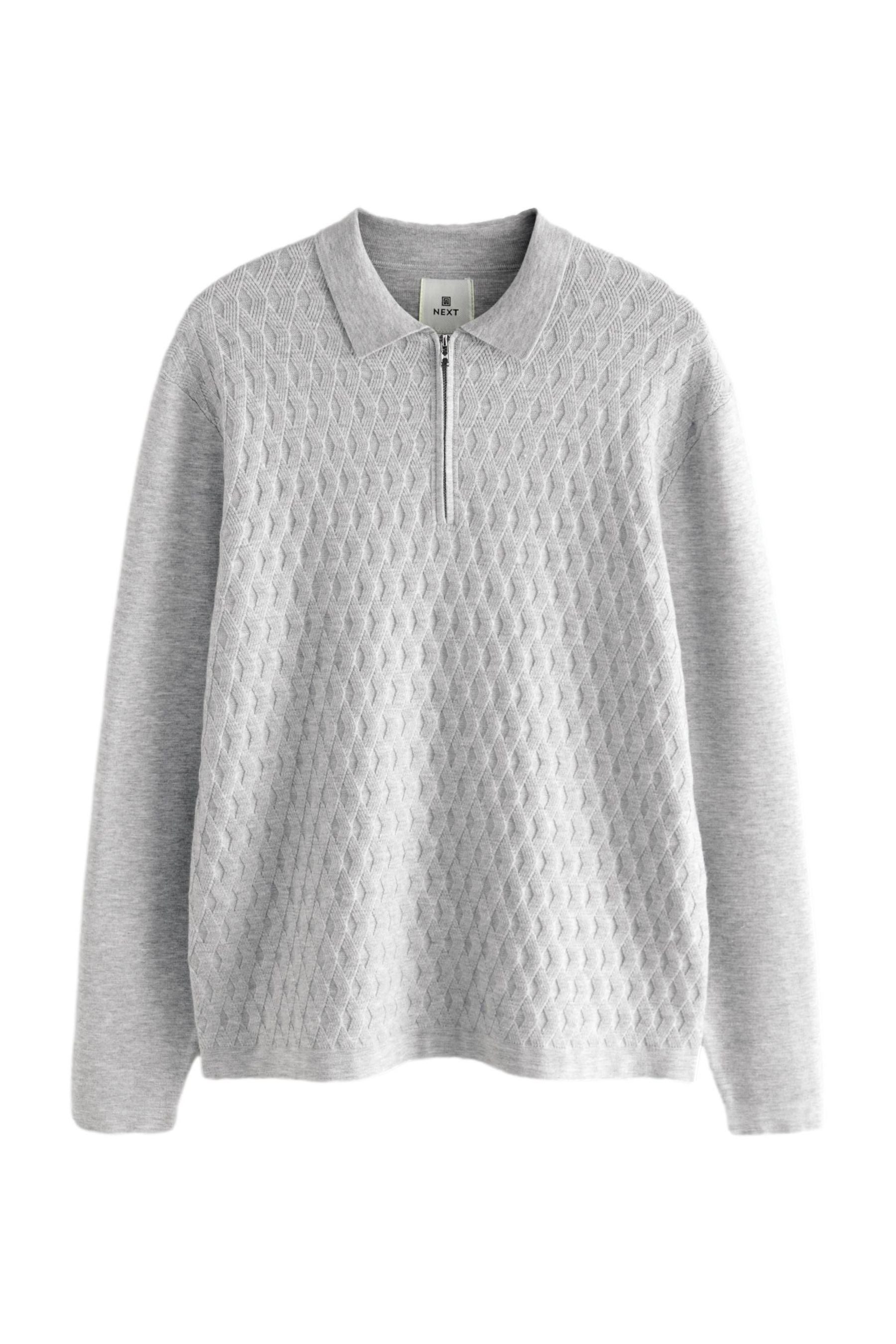 Next Langarm-Poloshirt Strukturiertes Premium Polohemd mit Viertel-RV (1-tl günstig online kaufen