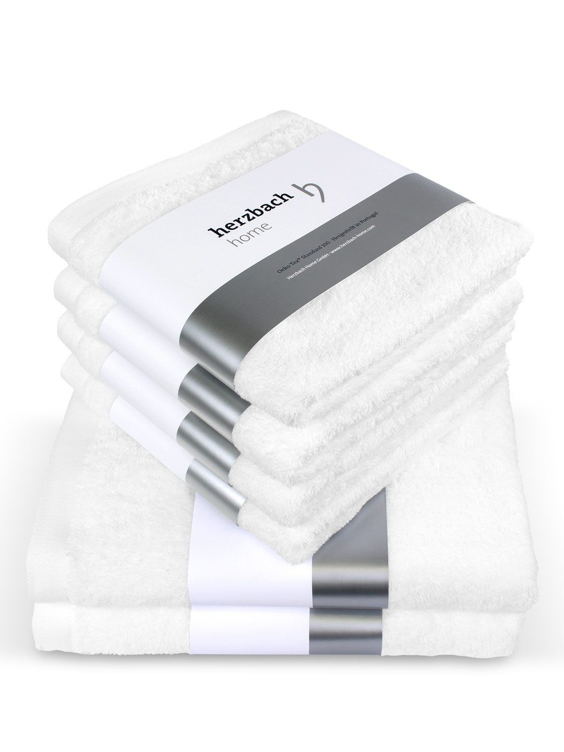 herzbach home Handtuch Set Pura, (6-St), 6er Set, 550g/m², Premium-Qualität, 100% Baumwolle, einfarbig