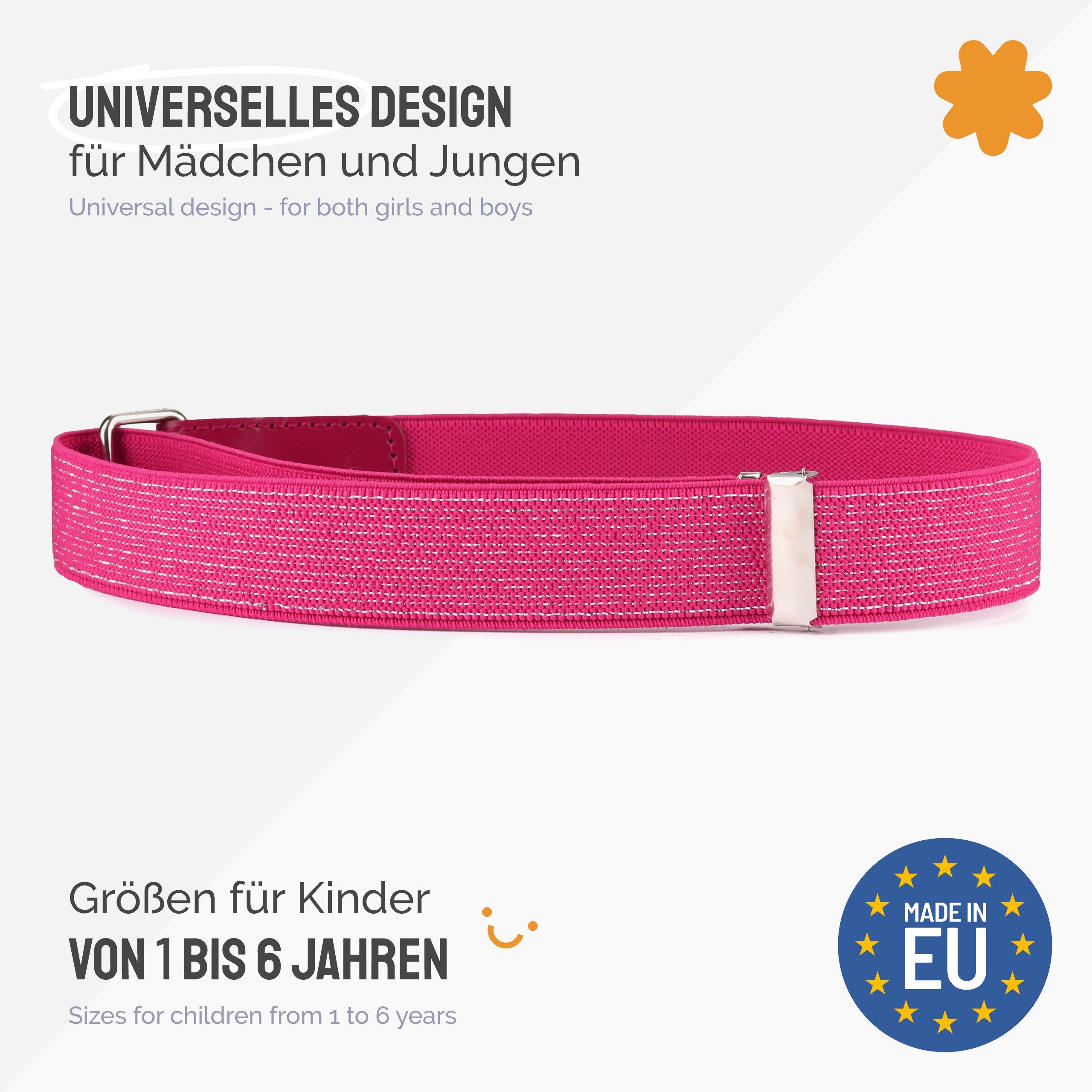 Ladeheid Stoffgürtel Mädchen Gürtel Elastik-Gürtel 1-6 Jahre 34-65 cm P15G (1-St) – Bild 4 von 5