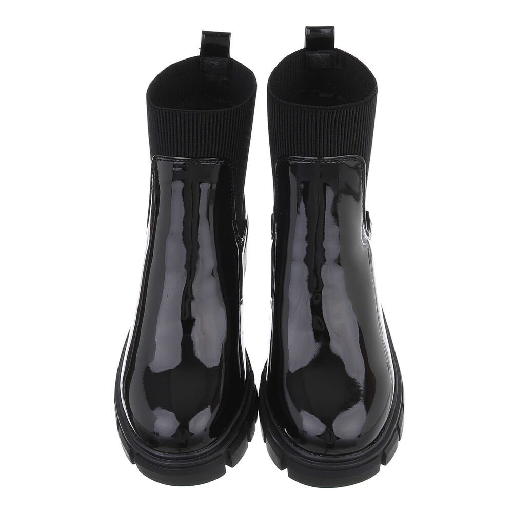 Ital-Design Damen Chelsea Freizeit Plateaustiefelette (84556842) Blockabsatz Chelsea Boots in Schwarz