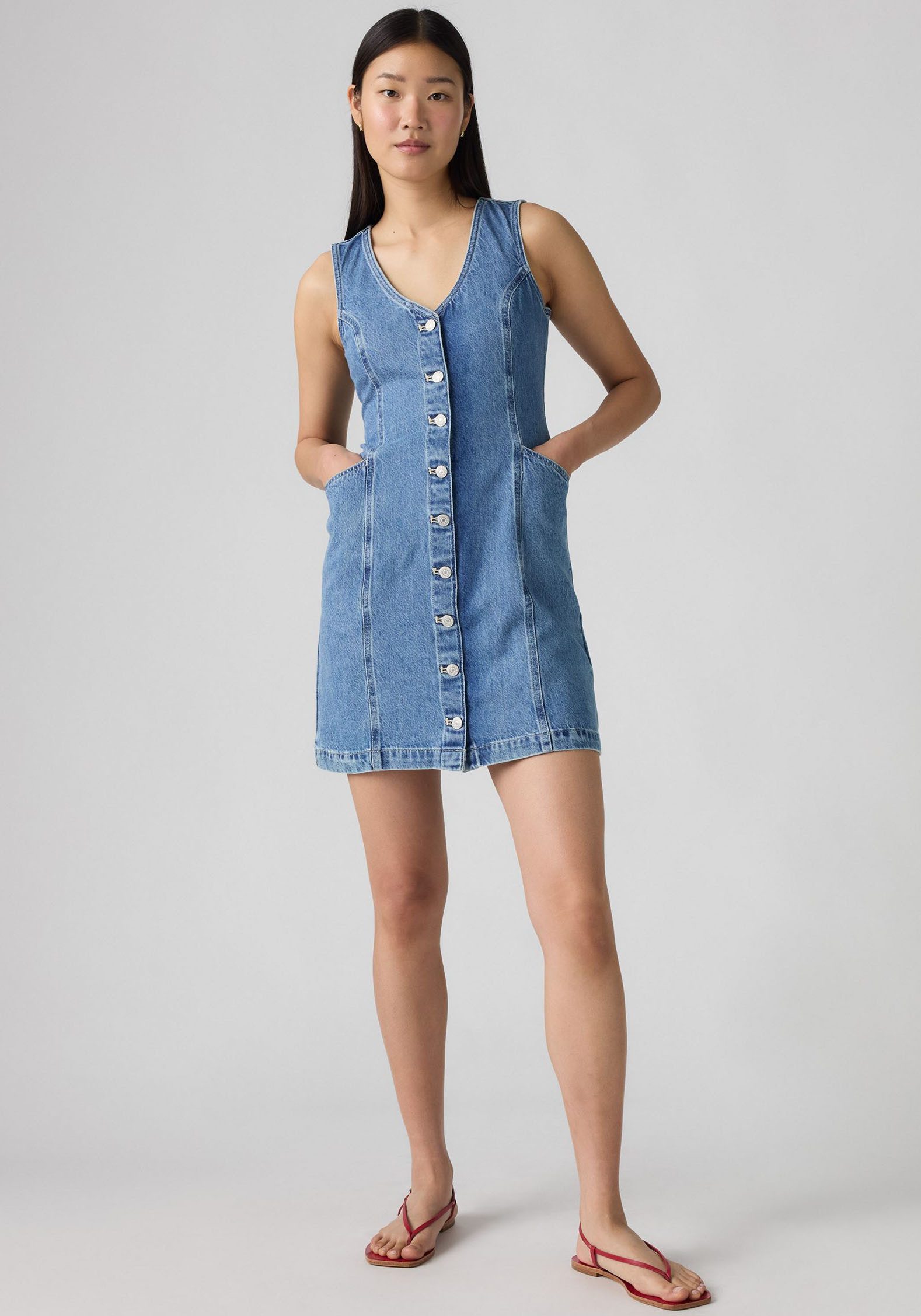 Levi's® Jeanskleid VIANNA VEST DRESS mit V-Ausschnitt, Slim Fit, ärmellos