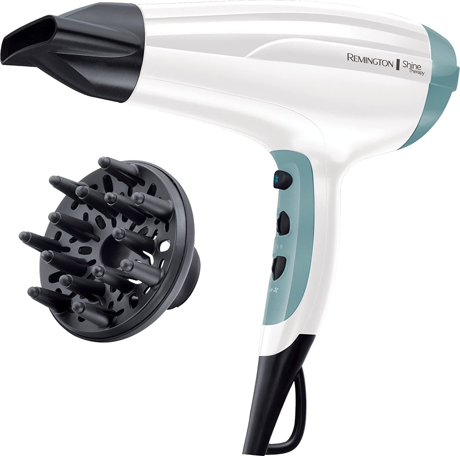 Remington Ionic-Haartrockner D5216 Shine Therapy Ionen 2300W Stylingdüse Diffusor weiß