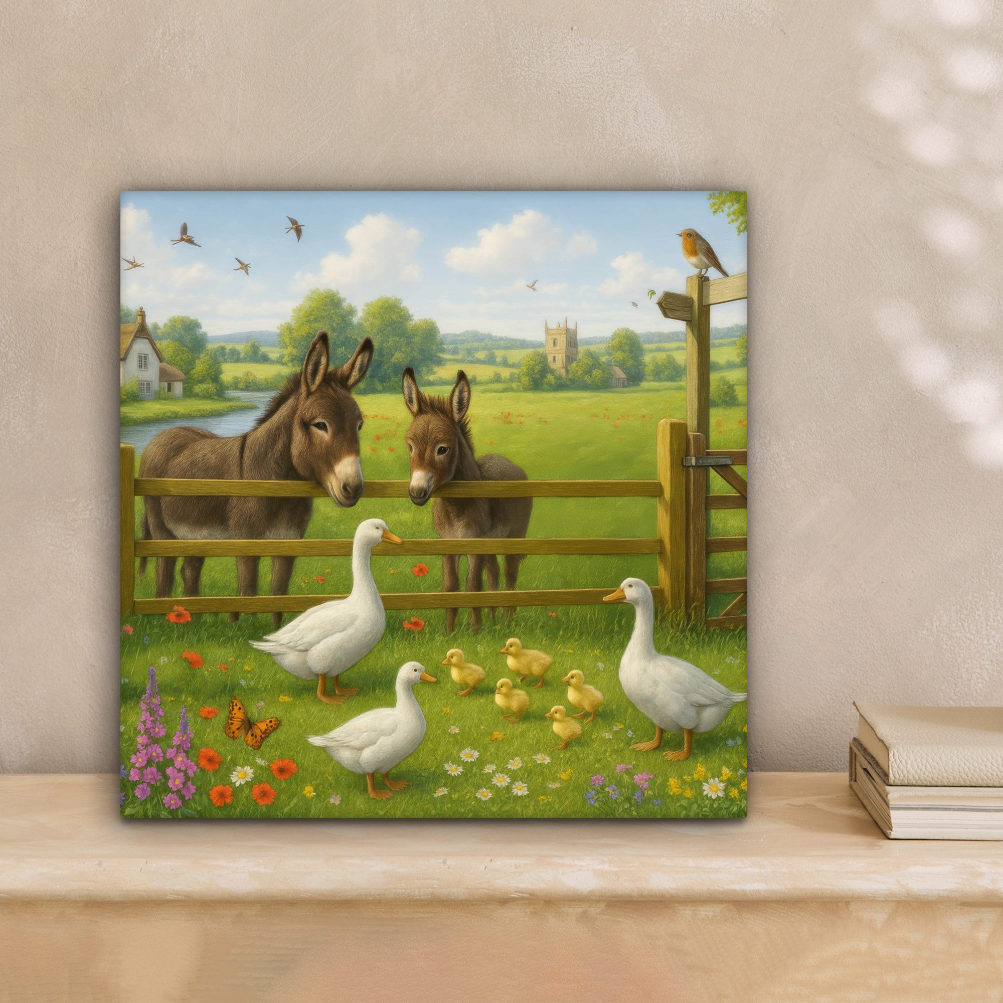 OneMillionCanvasses® Leinwandbild Esel - Gänse - günstig online kaufen