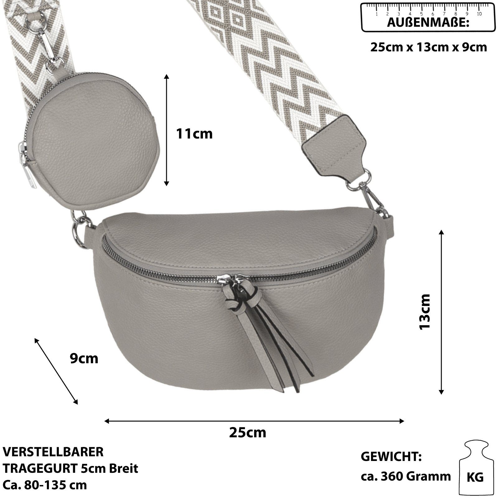 EAAKIE Gürteltasche Bauchtasche Hüfttasche Umhängetasche Kunstleder Umhängetasche tragbar Crossbody-Bag als Italy-D, CrossOver, GRAY Schultertasche