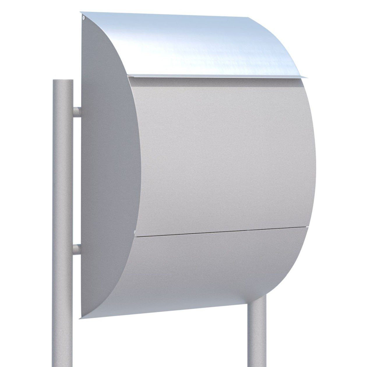 Bravios Briefkasten Standbriefkasten Jumbo Grau Metallic mit Edelstah