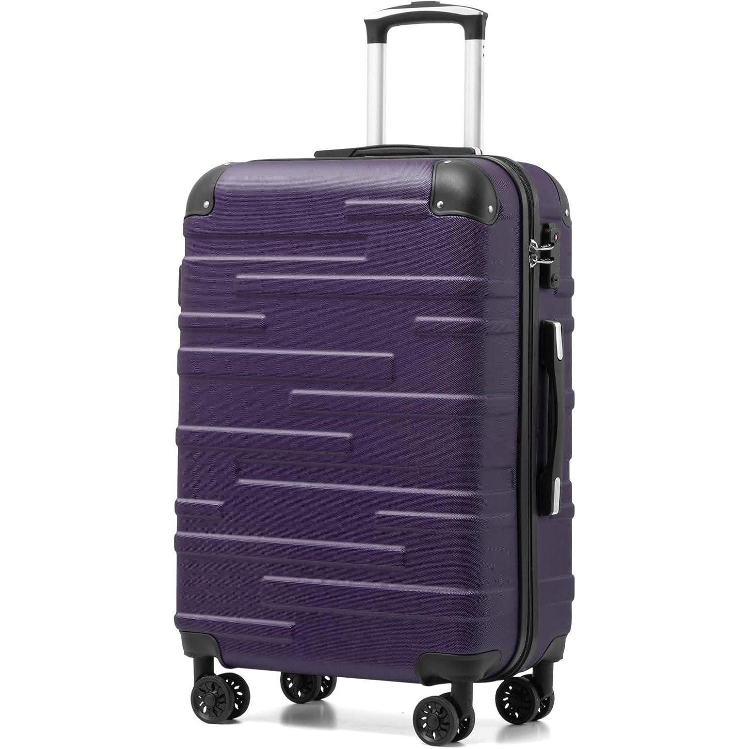 LuxusKollektion Hartschalen-Trolley Hartschalen-Koffer Rollkoffer ABS TSA-Schloss 4 Rollen Graulila