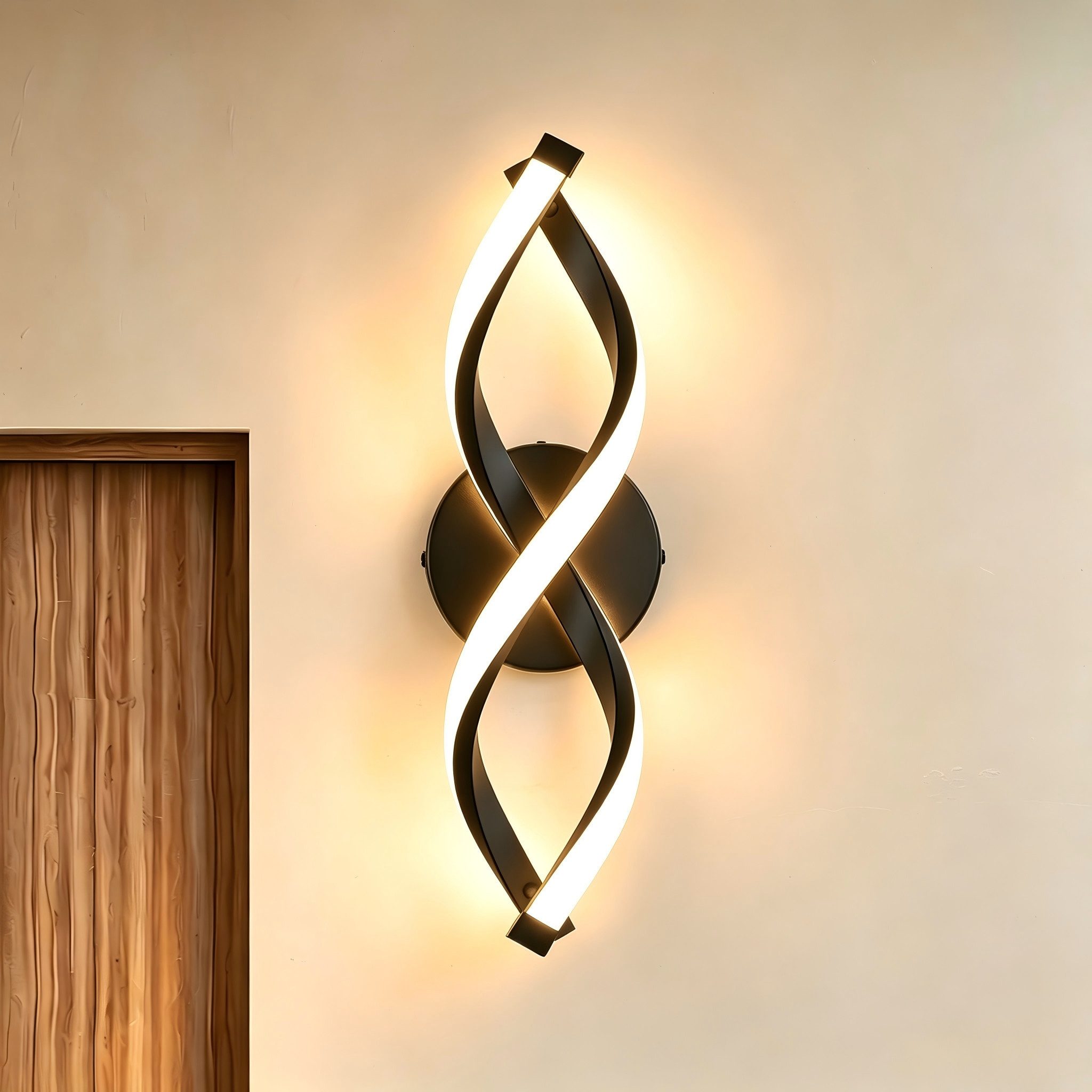 BlingBin LED Wandleuchte LED Wandlampe 21W, Warmweiß 3000K Wandleuchte Innen 2100lm, Innenbeleuchtung, LED fest integriert, Warmweiß, Kreative Kurvendesign,für Wohnzimmer, Schlafzimmer, Flur und Treppen