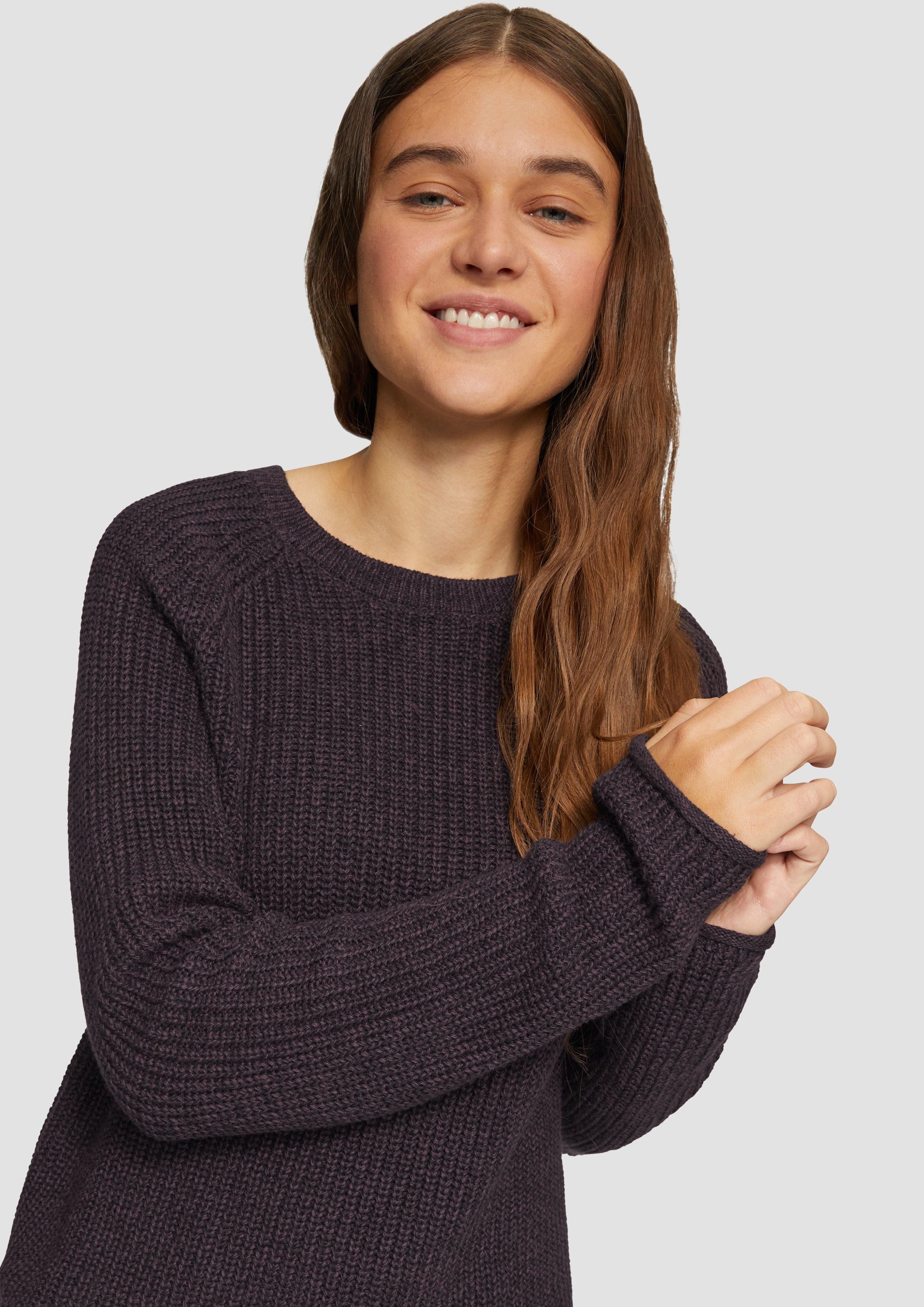 QS Strickpullover Melierter Strickpullover mit Raglanärmeln günstig online kaufen