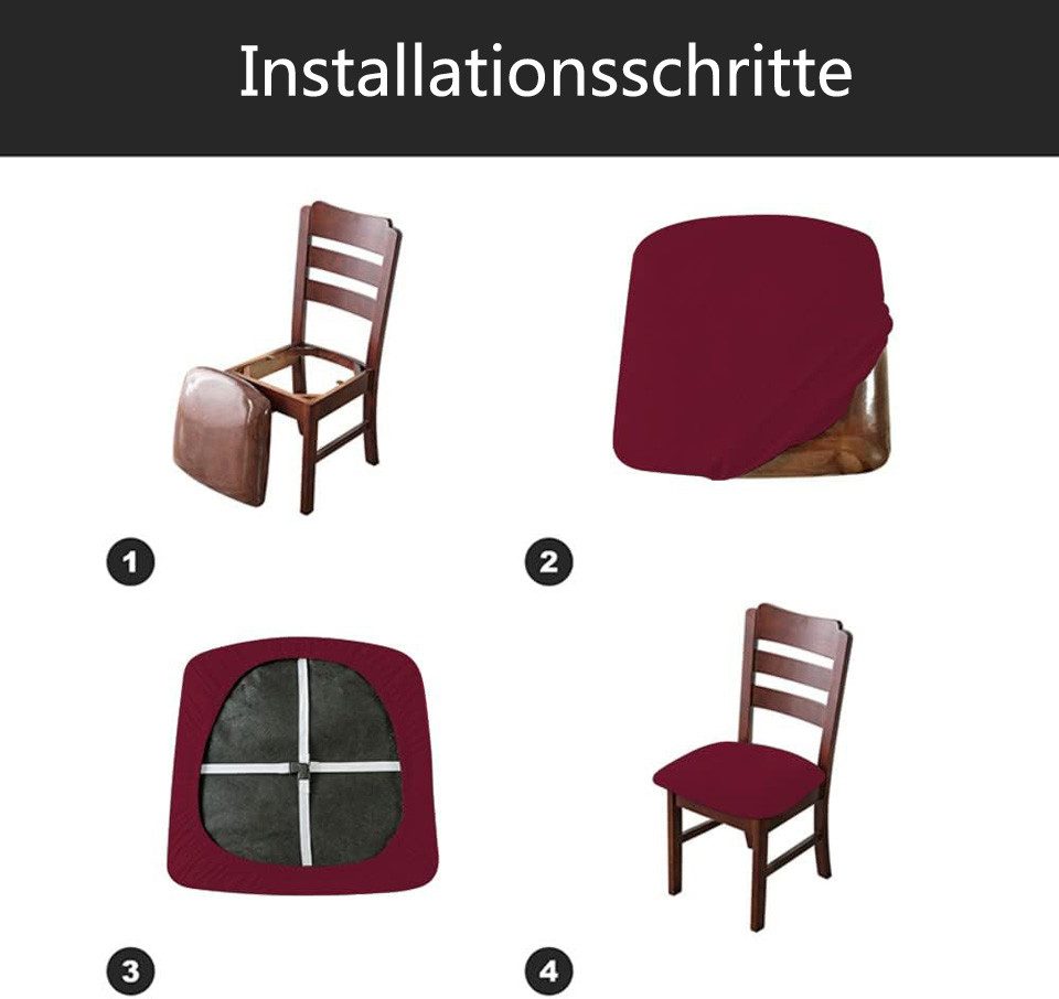 Diwzbyn Stuhlhusse Sitzbezug Bürostuhl Bezug Stretch Stuhlbezug Sitzfläche Waschbar, Bürostuhlabdeckung Schonbezüge für Esszimmer Büro Bar – Bild 5 von 5