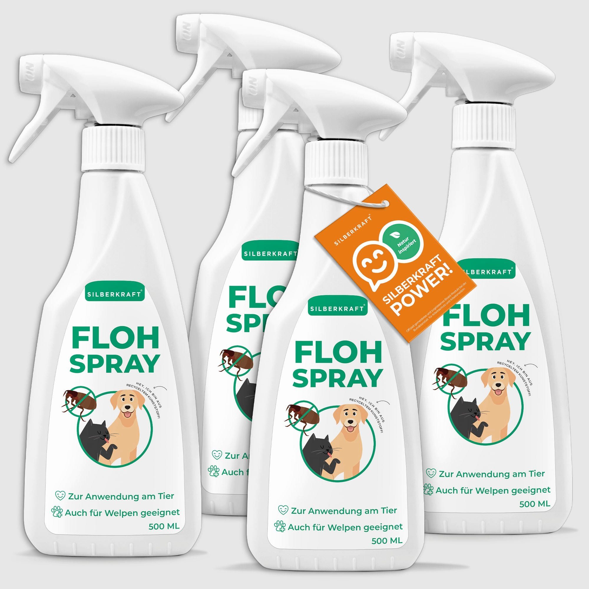 Insektenspray & Hunde Flohspray 500 ml, Silberkraft 1-St. Katzen,