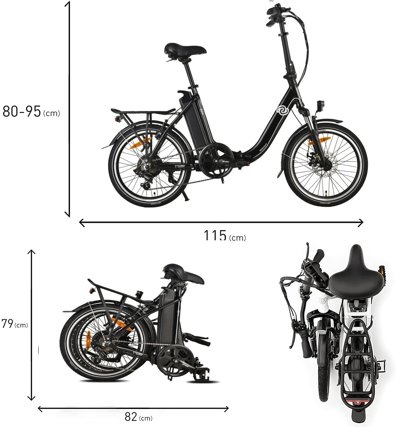 VECOCRAFT E-Bike Klapprad E-Pax klapprad e bike 20 zoll 25 km/h, 7 Gang Shimano Shimano Schaltwerk, Kettenschaltung, Heckmotor, 468 Wh