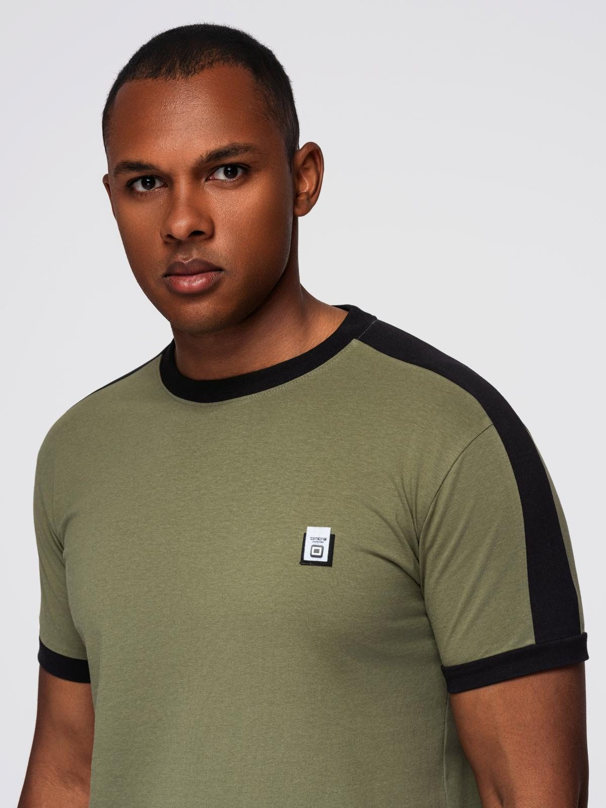 OMBRE T-Shirt Herren-T-Shirt aus Baumwolle mit kontrastierenden Einsätzen