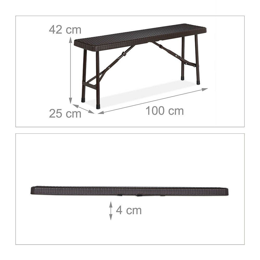 relaxdays Sitzbank 2 Bänke Bierbank bis ca. 150kg belastbar 100 cm - braun