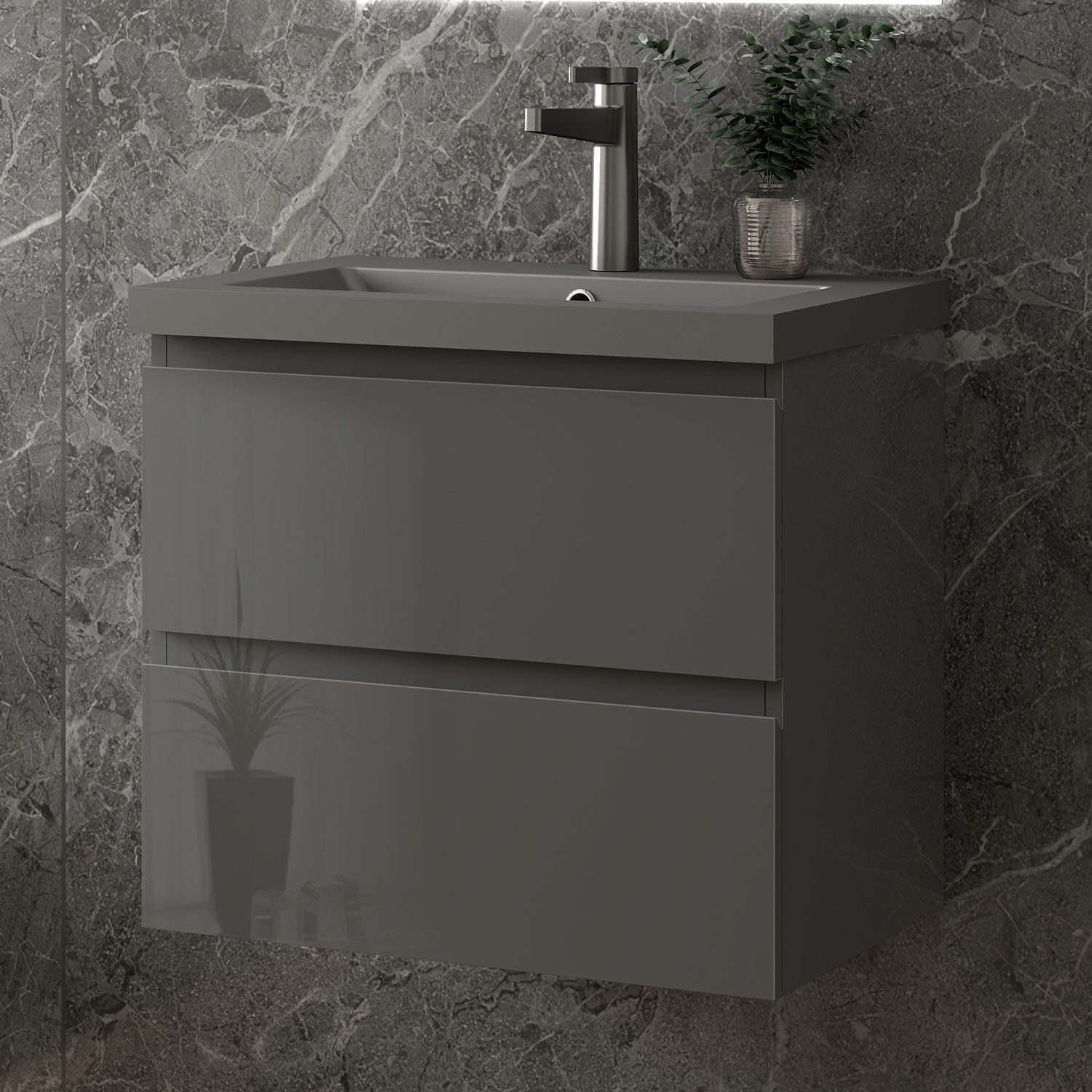 duschspa Waschtisch Waschbecken mit Unterschrank Badmöbel Set Badschrank Waschplatz, Hochglanz, 50-120cm