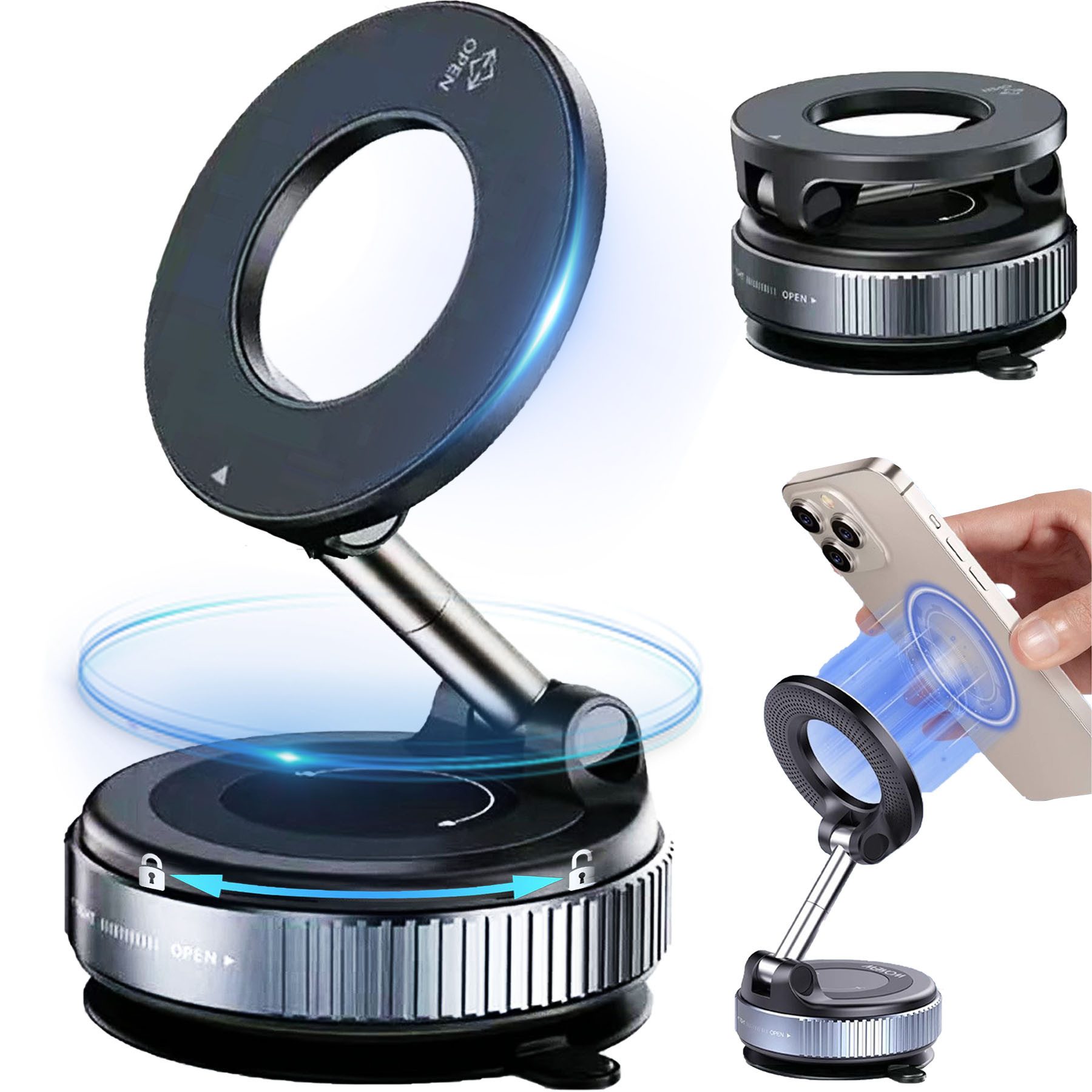 Mutig Handy-Halterung Vakuum Magnetischer Handyhalterung Auto für Magsafe Autohalterung, (bis 7 Zoll, Starke Saugkraft, Magnet für Alle Handys, 360° Drehbar, Faltbarer für Auto Spiegel/Autofenster/Fitnessstudio/Küche/Büro, Für Magsafe Autohalterung,360° Drehbar,Starke Saugkraft,Faltbarer)