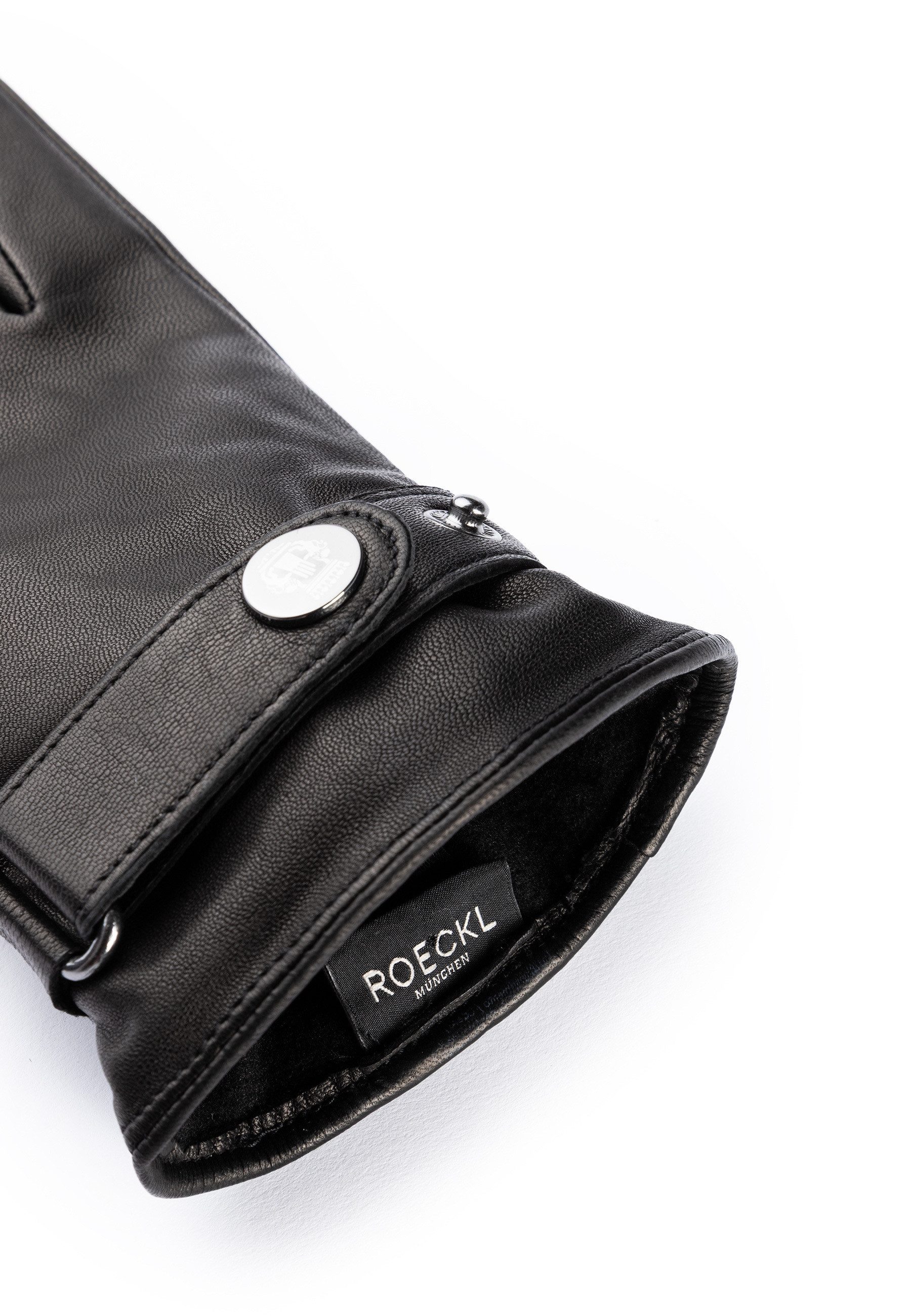 Roeckl Lederhandschuhe TRIER Fingerhandschuhe mit Druckknopf Verschluss