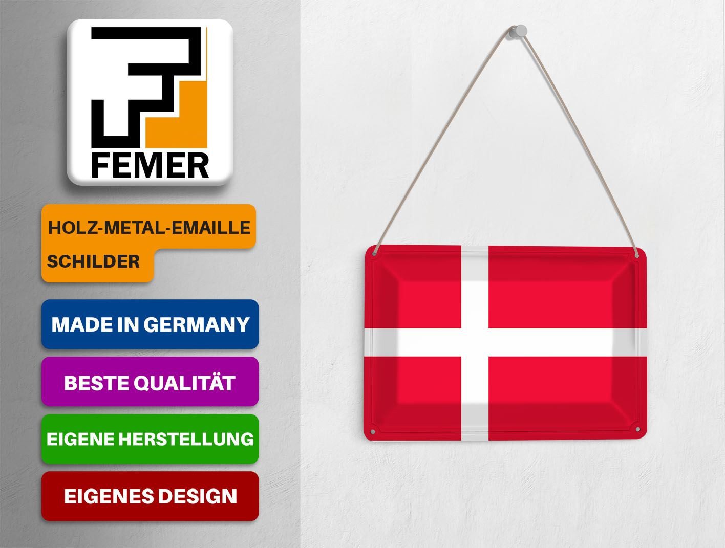 Femer GmbH Postkarte Flagge Dänemarks 14x10 cm Flag of Denmark, unfrankiert