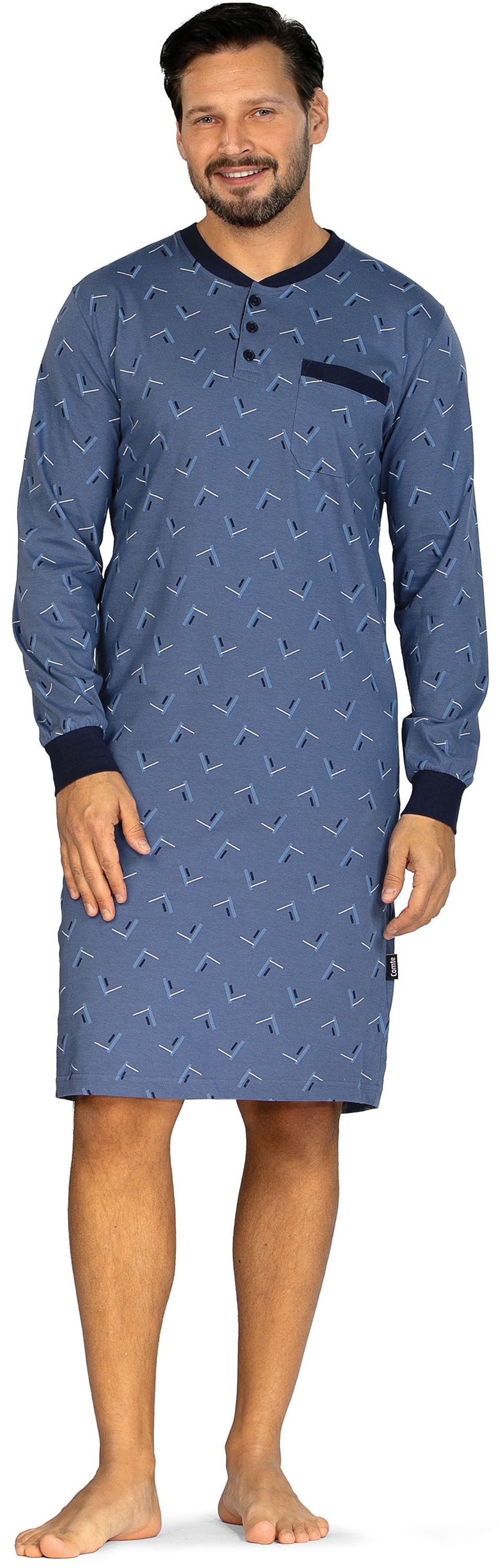 Comte Nachthemd Gentle Frost (Packung, 1-tlg., 1-teilig) Herren Schlafanzug Schlafshirt Langarm Baumwolle Bündchen große Größen