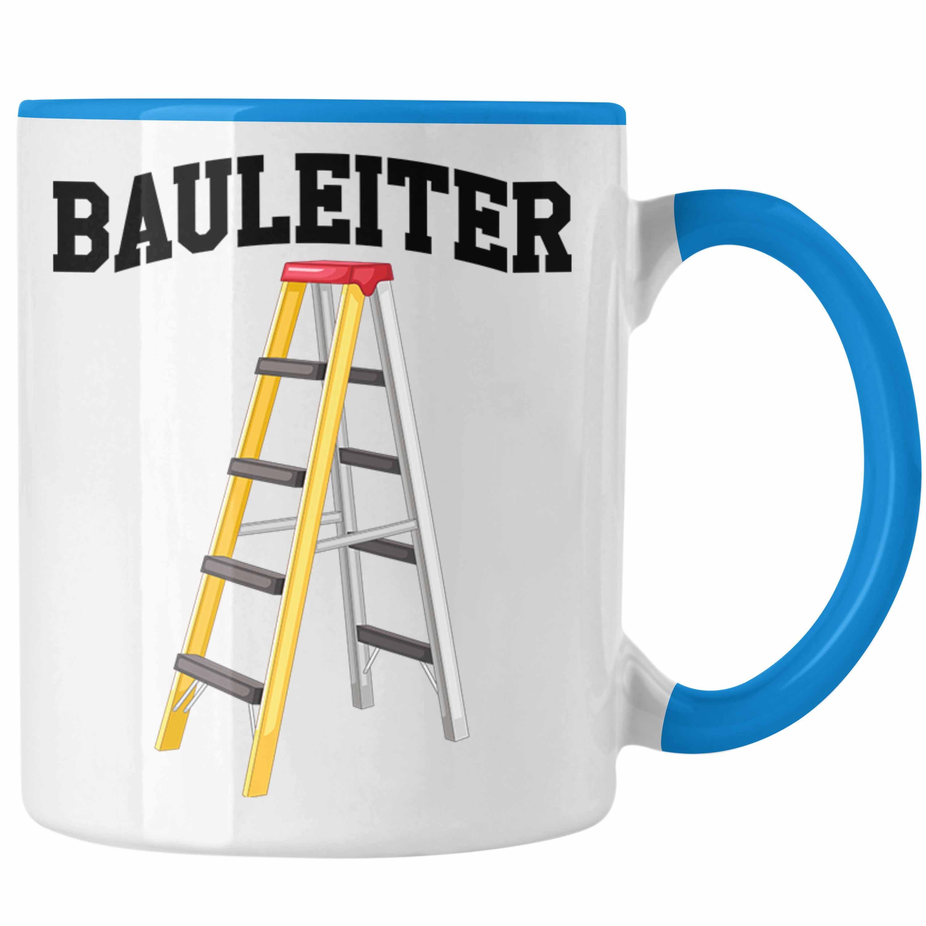 Trendation Tasse Bauleiter Tasse Geschenk Baustellen Spruch Geschenkidee für Bauarbeite Blau