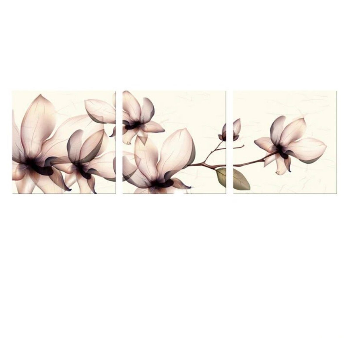 TPFLiving Kunstdruck (OHNE RAHMEN) Poster - Leinwand - Wandbild, 3 Panels Orchideenblüten Poster Wandkunst Leinwandgemälde (Leinwandbild XXL), Farben: Weiß, Rosa, Lila, Grün, Orange, Blau -Größe: 60x60cm