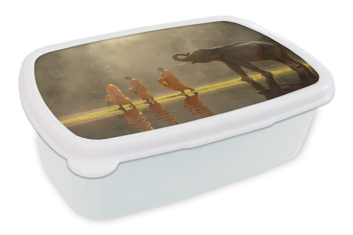 MuchoWow Lunchbox Elefant - und - Kunststoff, Jungs Wasser weiß Brotdose, und Kinder Natur, Mädchen - Brotbox für Tiere für Erwachsene, (2-tlg)