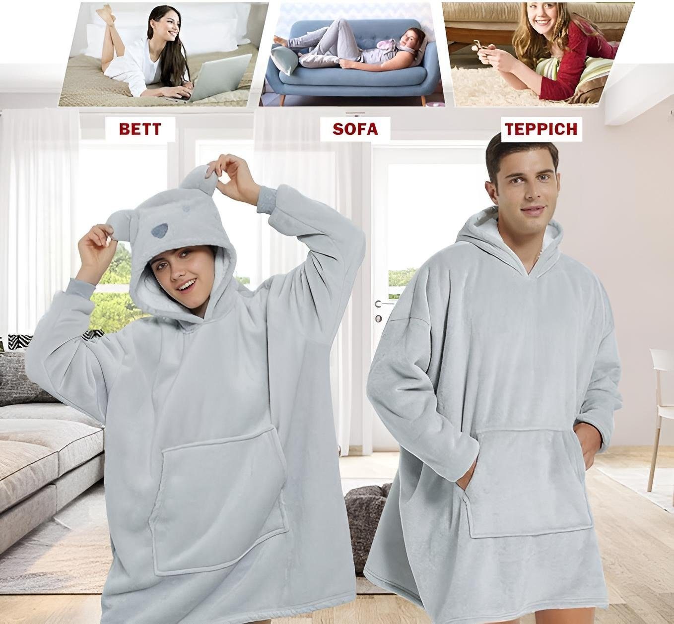 Diyarts Kapuzenpullover (Doppellagiges Acryl-Design, Decke mit Ärmel, Cosplay Pullover, Flauschiges Pyjama, Panda) Premium-Material, Tiermotiv und Pflegeleichtigkeit