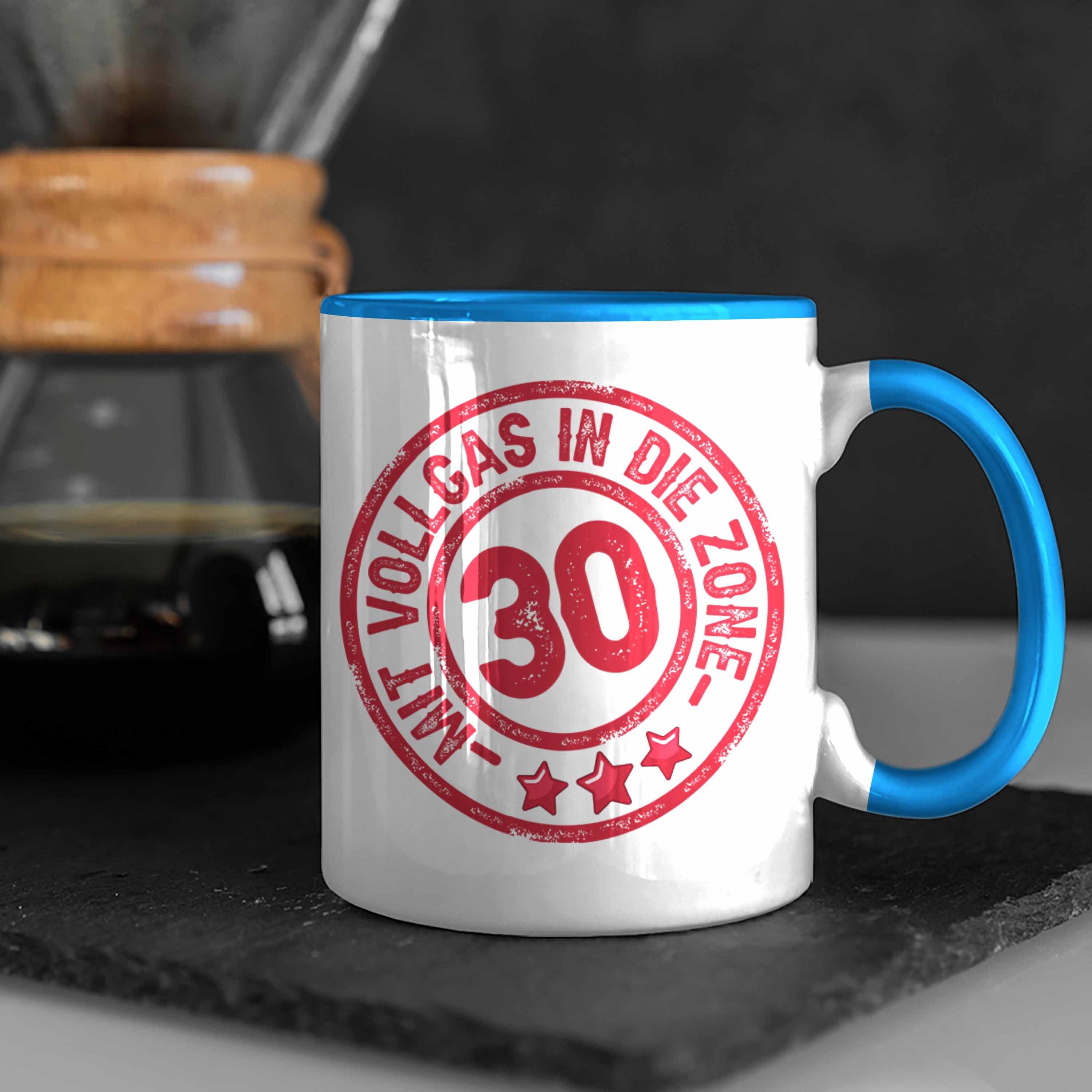 Mit Trendation Tasse 30er Geburtstag Tasse Zon Vollgas 30 Geschenk In Kaffee-Becher Die Blau